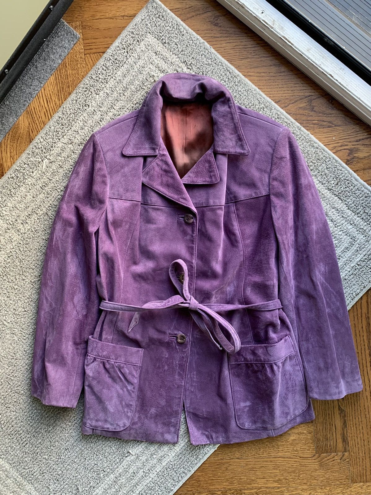 Danier × Other × Vintage Vintage Purple Suede Blazer 80s Leather Coat Belted Petite Size US S / EU 44-46 / 1 - 10 Thumbnail
