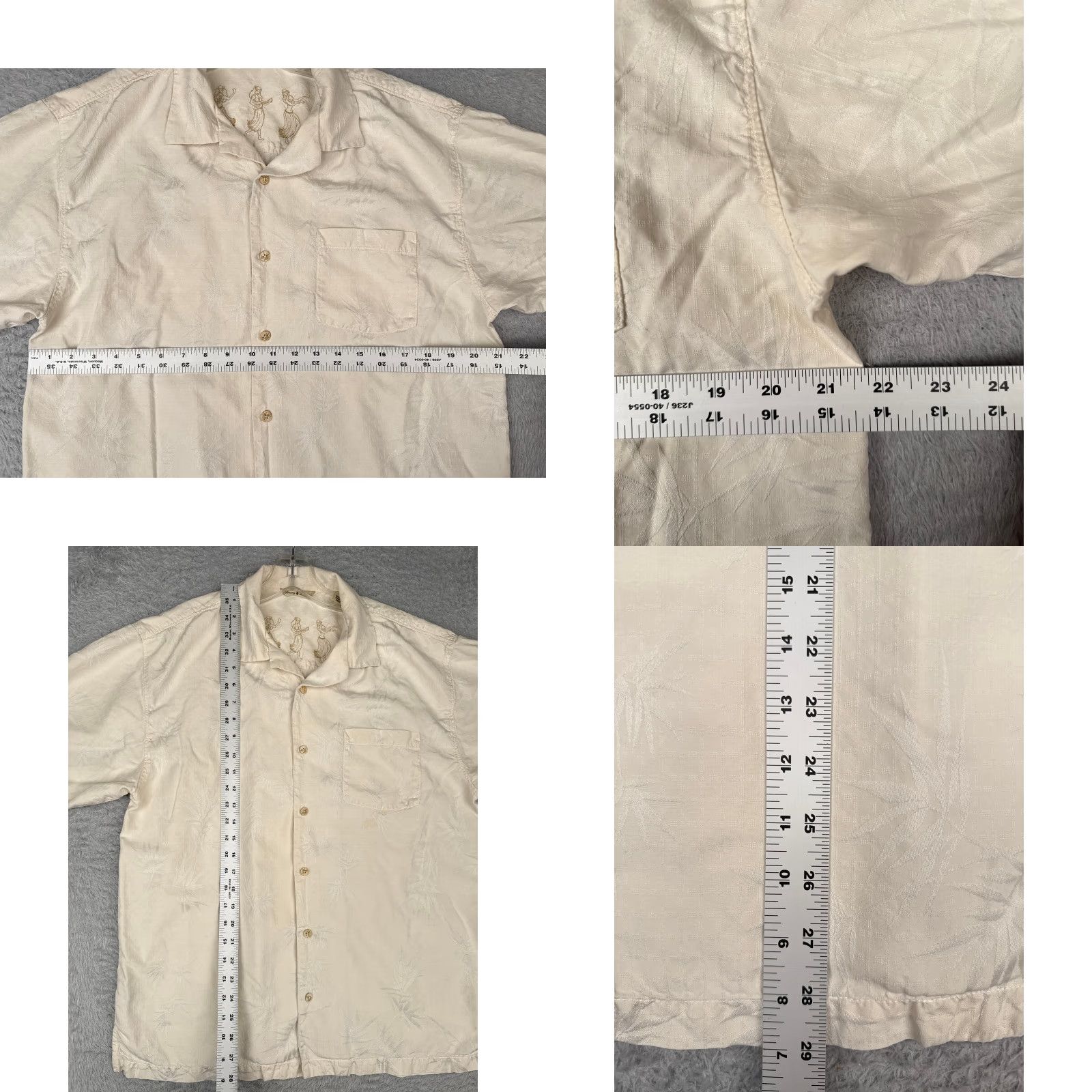 Tommy Bahama Tommy Bahama Shirt Men Medium Ivory Floral Silk Button Hawaiian Embroider Size US M / EU 48-50 / 2 - 8 Thumbnail