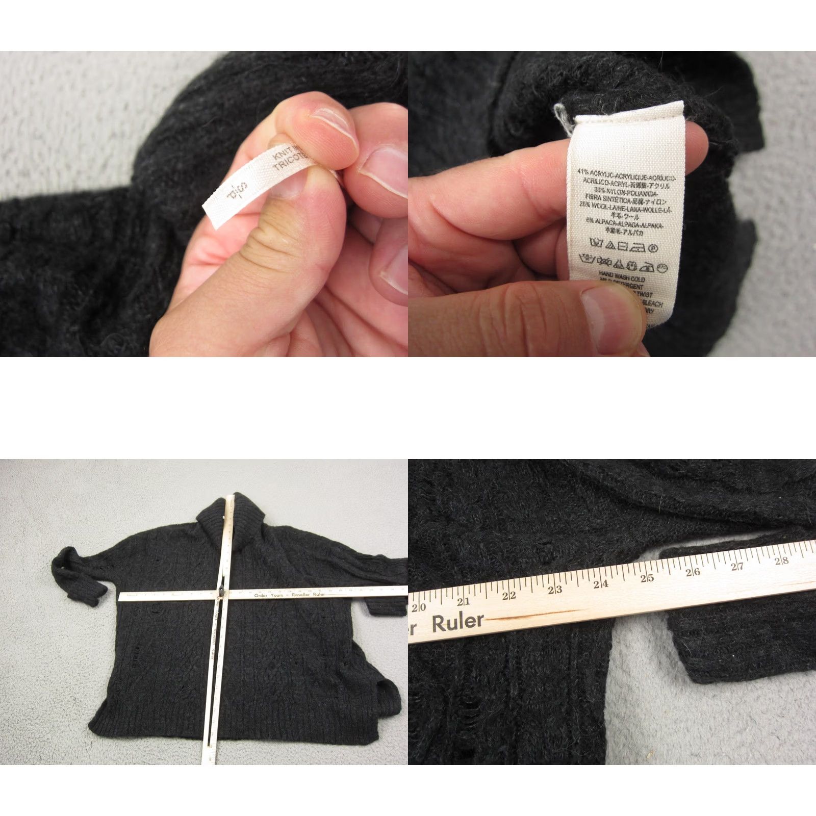 Free People Free People Sweater Womens Small Black Chunky Knit Wool Alpaca Crochet Size S / US 4 / IT 40 - 8 Thumbnail