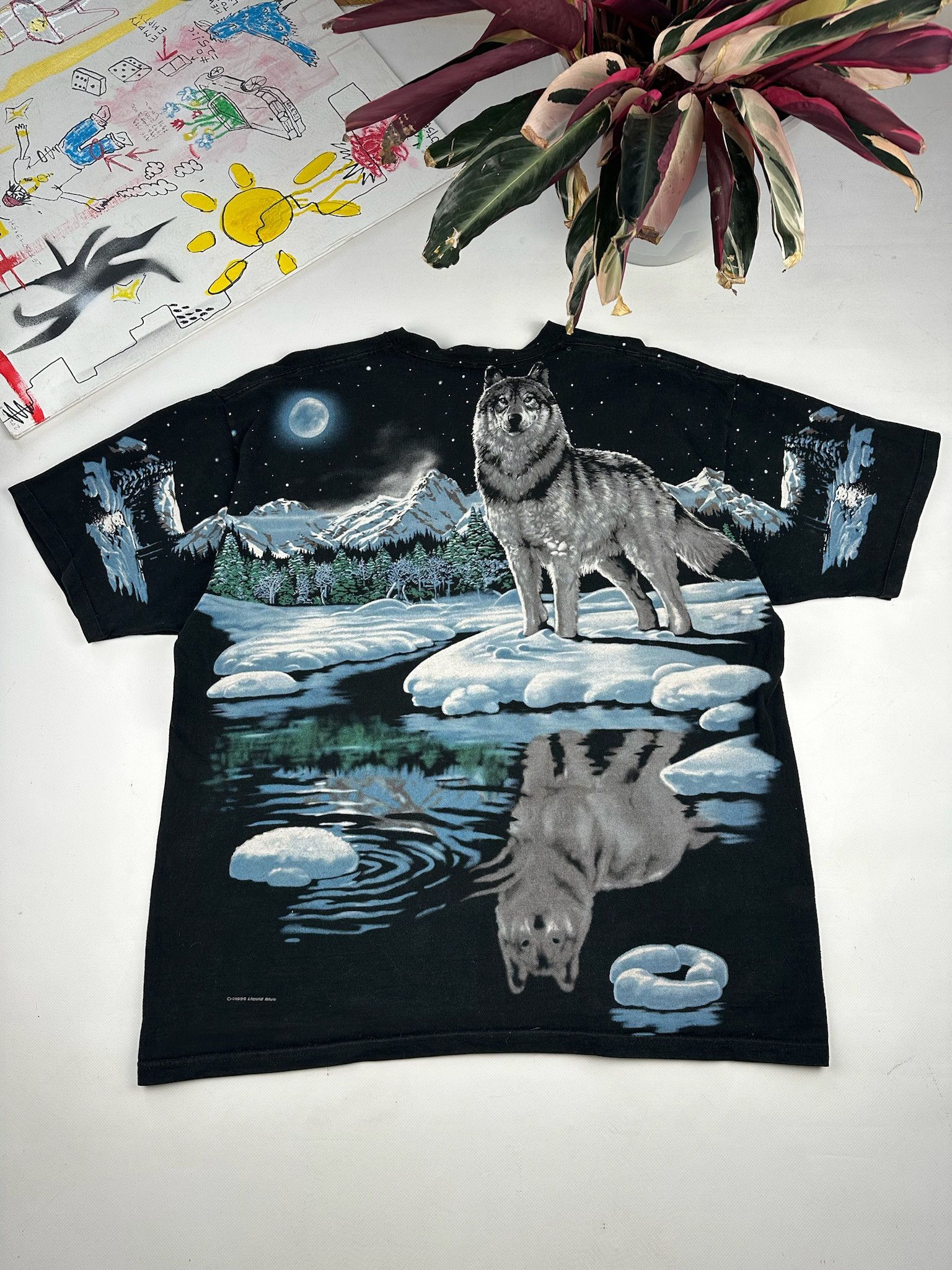 Liquid Blue Vintage 1996 Liquid Blue Wolf All Over Print Tee Size US XL / EU 56 / 4 - 2 Thumbnail