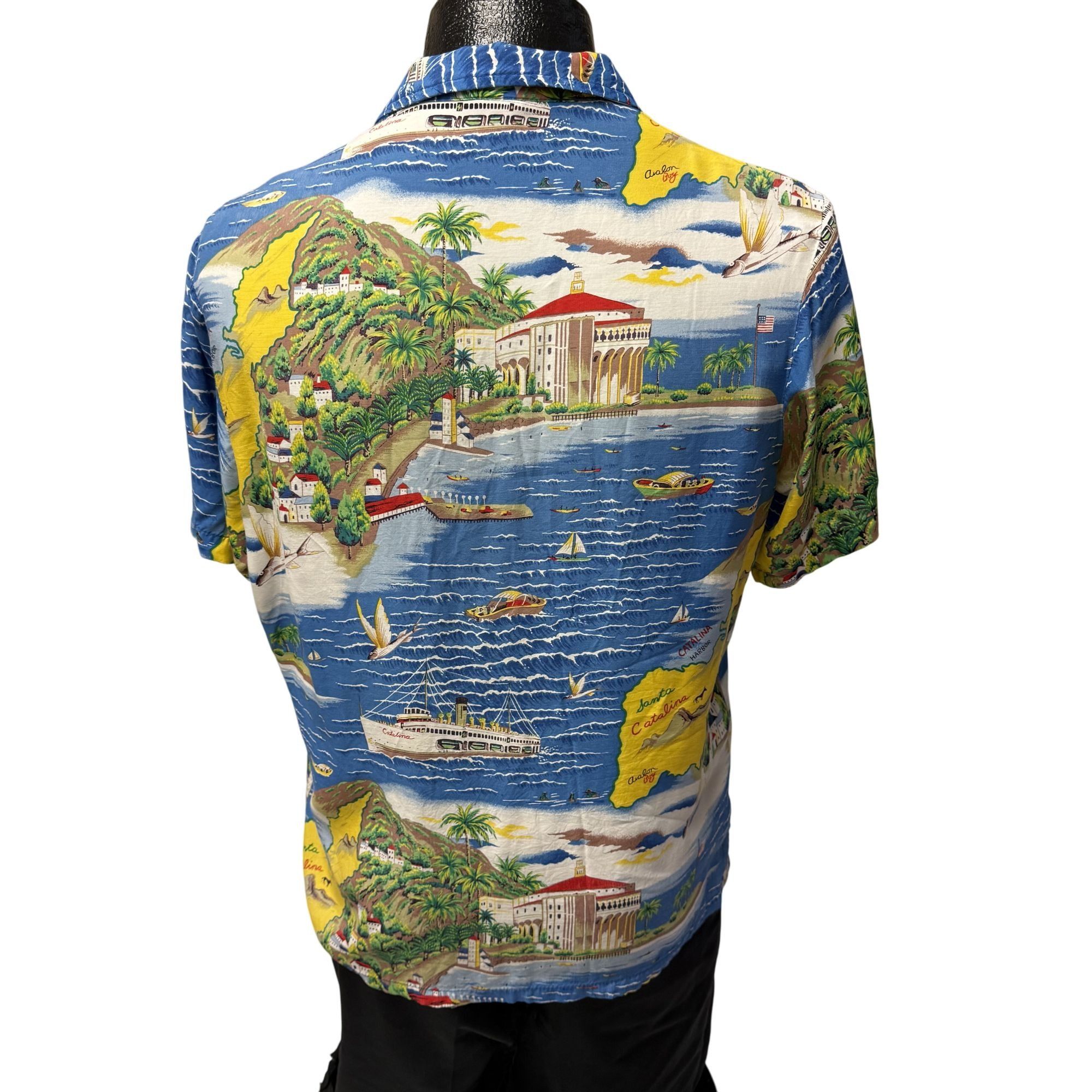 Ocean Pacific Vtg OP Ocean Pacific Blue SANTA CATALINA Hawaiian Shirt Size US M / EU 48-50 / 2 - 3 Thumbnail