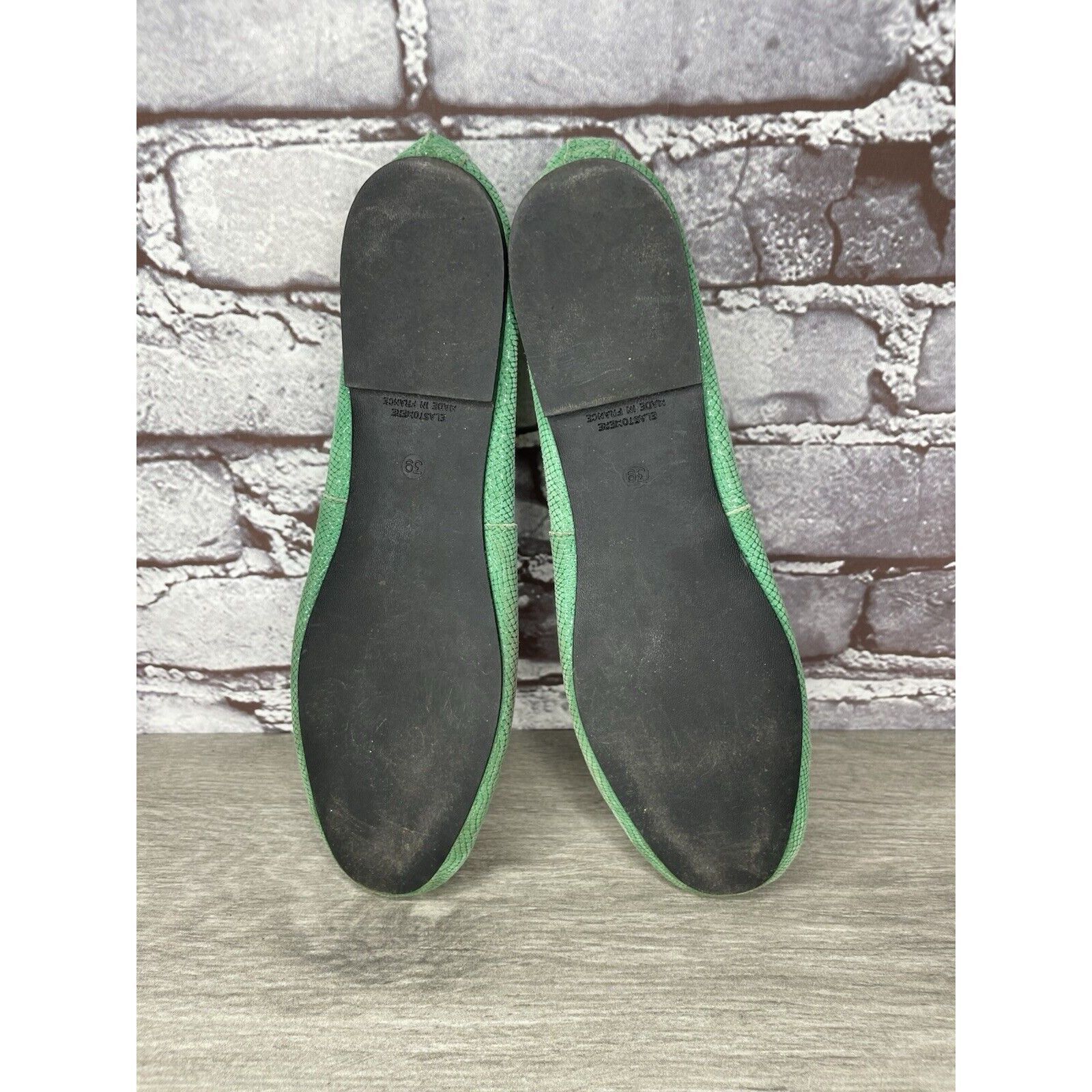 Other London Sole Green Leather Animal Print FRANCE Ballet Flats W Size US 8.5 / IT 38.5 - 22 Thumbnail
