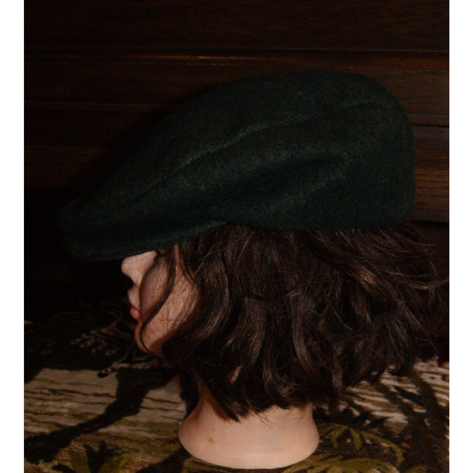 Vintage VTG Hat Wool Dark Green Cabbie Cap Newsboy XL Men's USA Size ONE SIZE - 4 Thumbnail