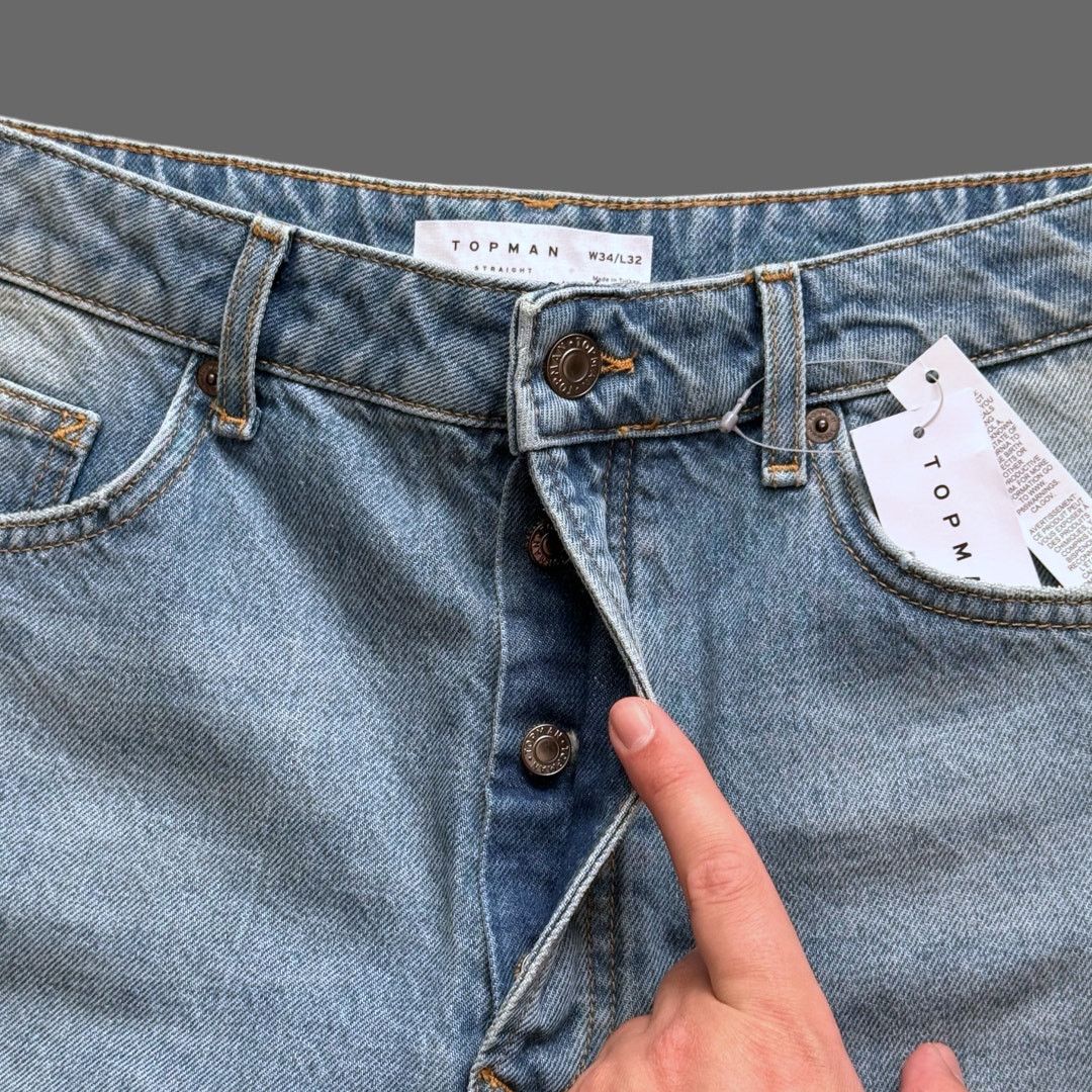 Topman Topman Straight Leg Denim Shorts Light Blue Wash 34 NWT Size US 34 / EU 50 - 3 Thumbnail