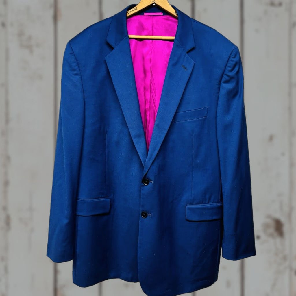 Charles Tyrwhitt Suit 3 Piece Mens Blue Wool Slim 48L 42W 33L Jacket Vest Pants Notch Lapel Double-Vented 2-Button Front Flat Front Tailored