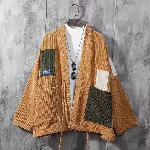 Other Army green patchwork corduroy kimono cardigan jacket Size US XL / EU 56 / 4 - 4 Thumbnail