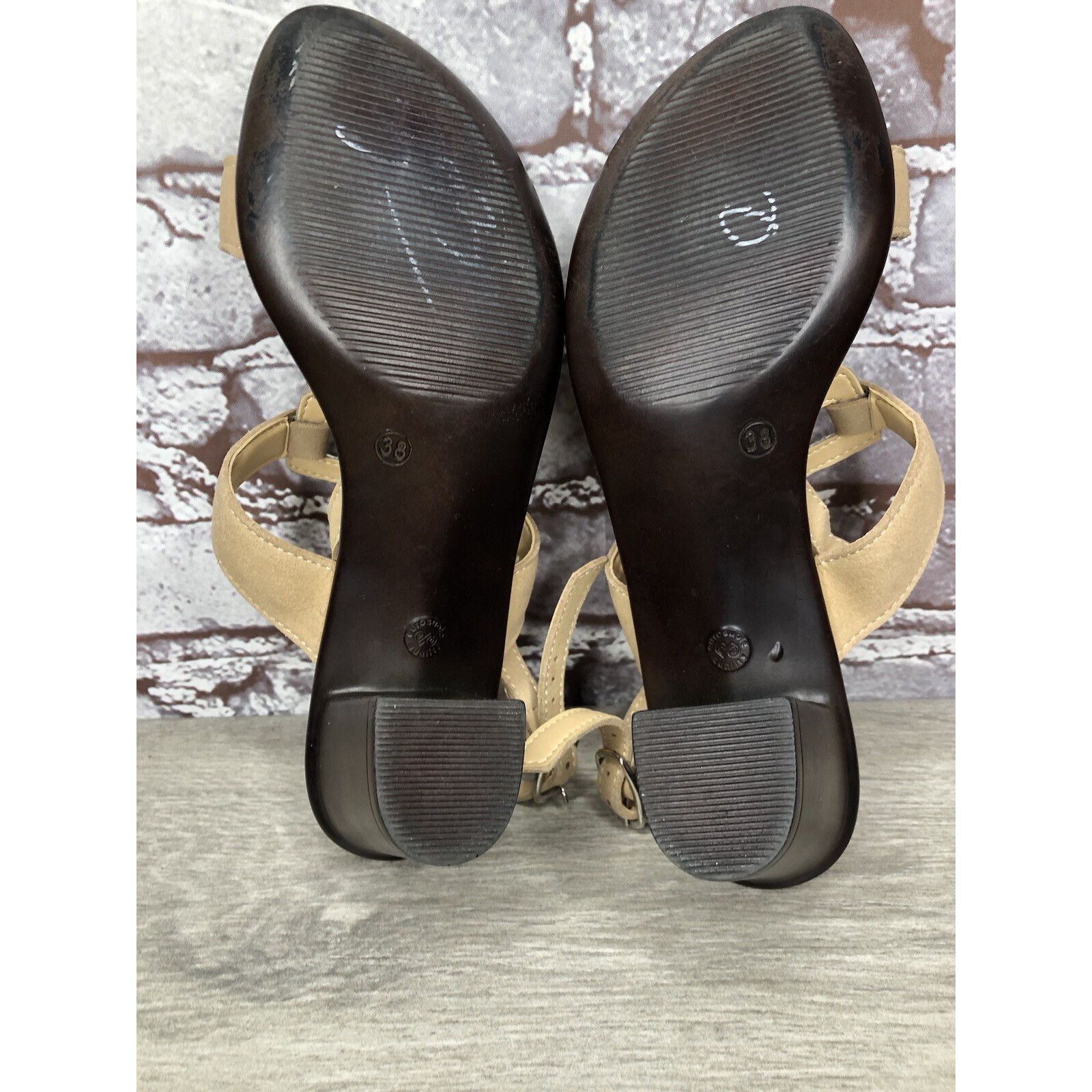 Other Mercante Di Fiori Tan Leather Ankle Strap Heel Sandals Women Size US 7.5 / IT 37.5 - 18 Thumbnail