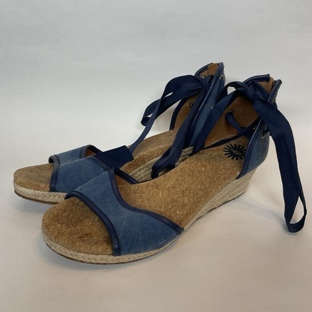 Ugg Ugg Amell Espadrille LaceUp Cork Wedge Sandal Women Size 9.5 Size US 9.5 / IT 39.5 - 9 Thumbnail