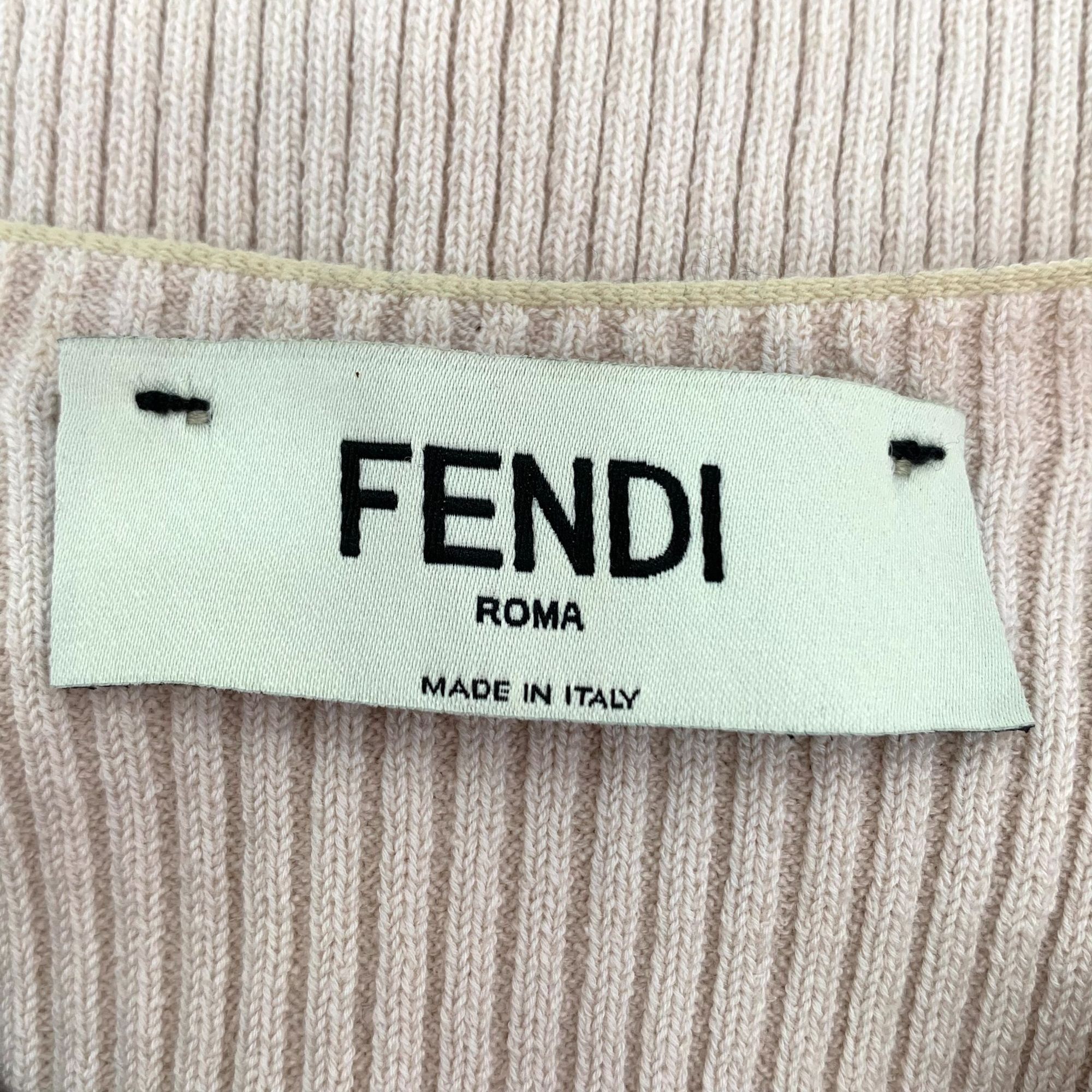 Fendi Fendi Beige Cotton Long Sleeve Knitted Cardigan (Size L) Size M / US 6-8 / IT 42-44 - 4 Thumbnail