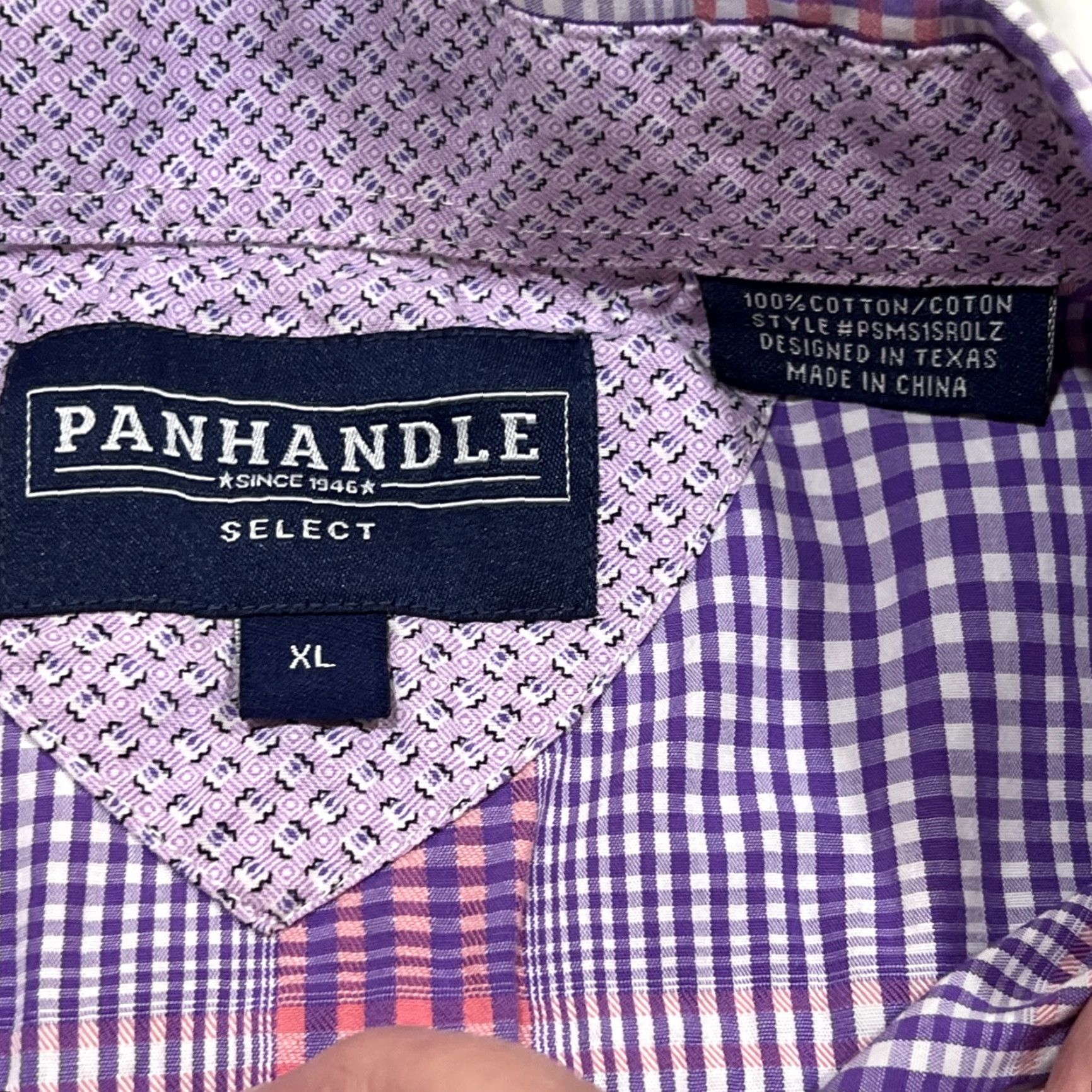 Vintage Panhandle Select Western Pearl Snap Shirt Mens XL Short Sleeve Plaid Pink Purple Size US XL / EU 56 / 4 - 5 Thumbnail