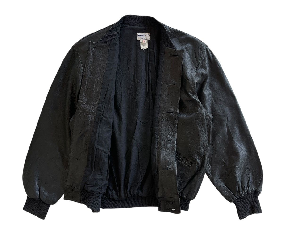 agnes b. Agnes.B Black Leather Bomber Jacket Size US L / EU 52-54 / 3 - 5 Thumbnail
