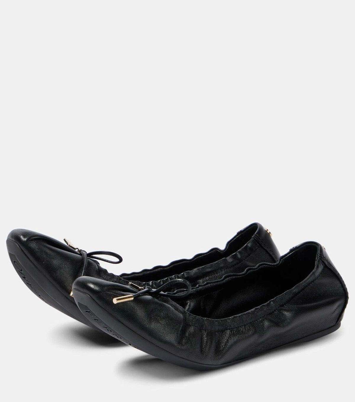 Salvatore Ferragamo o1s1rm0526 Joelle Leather Ballet Flats in Black Size US 10 / IT 40 - 5 Thumbnail