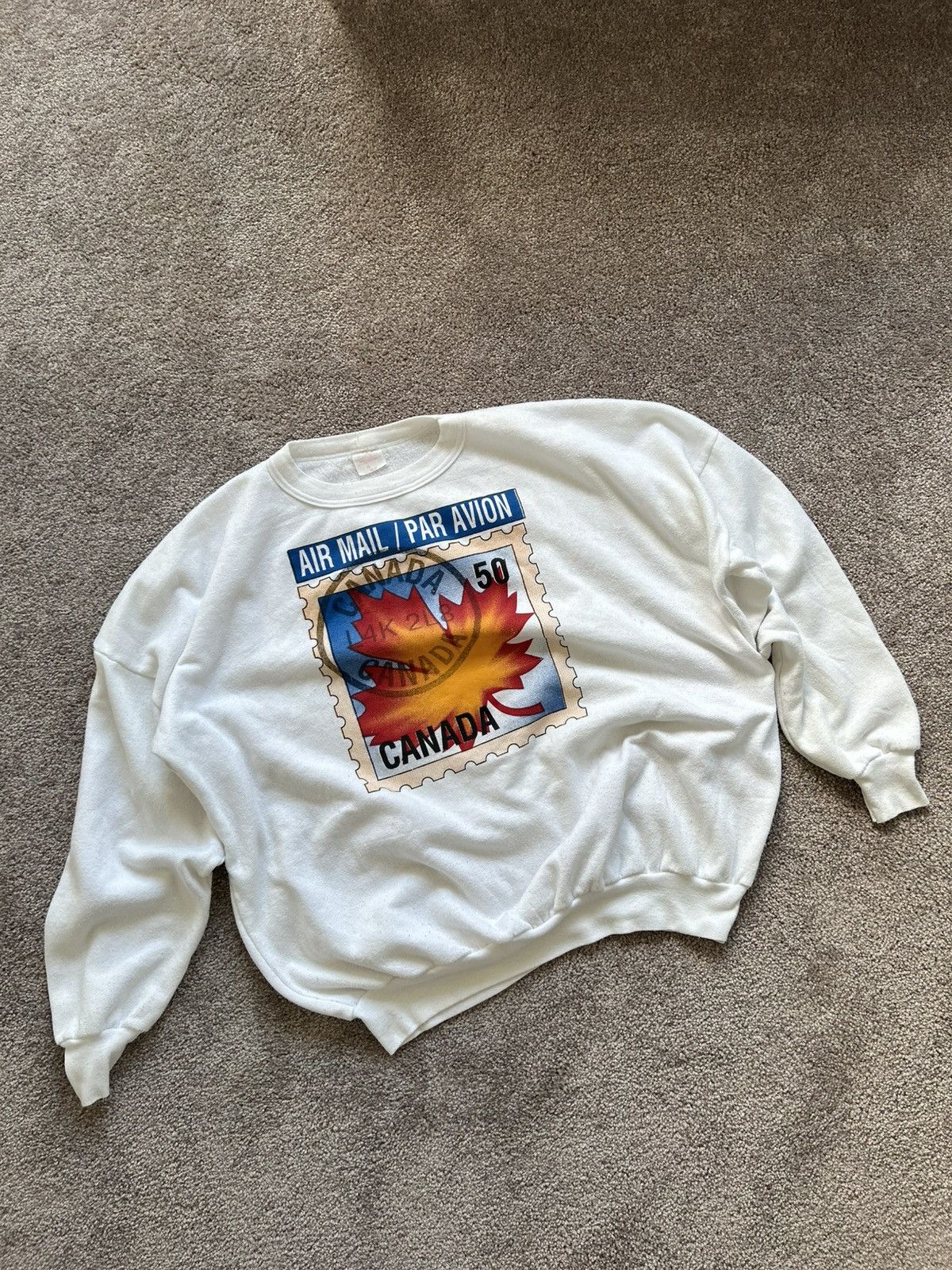 Vintage Vintage 90s Canadian Mail Stamp Sweater Size US M / EU 48-50 / 2 - 1 Thumbnail