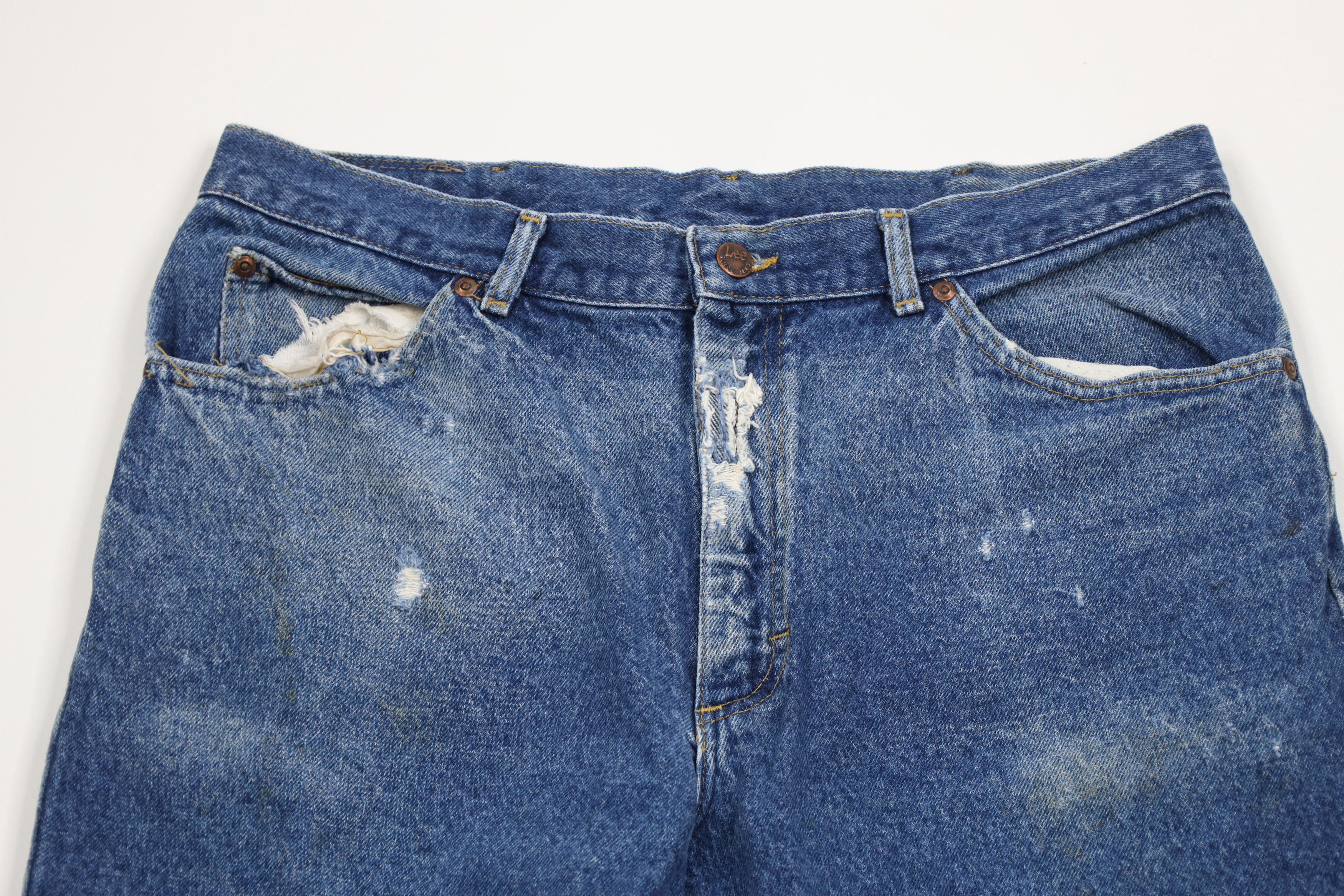 Lee × Vintage Vintage 90s Lee Straight Leg Denim Jeans Blue Cotton Size US 34 / EU 50 - 2 Thumbnail