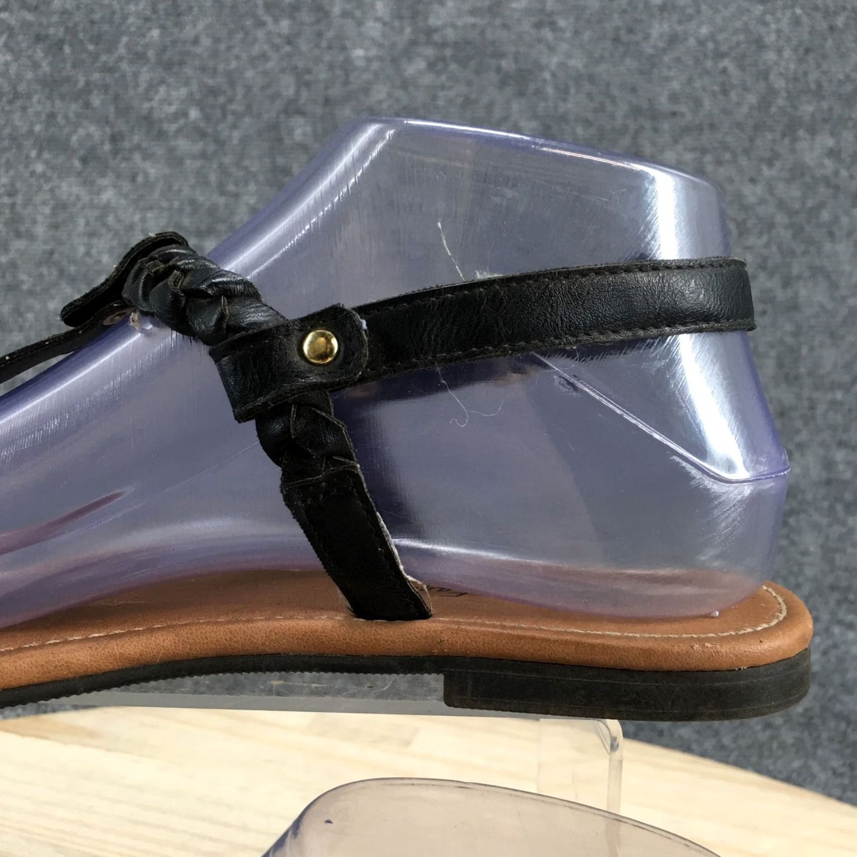 Vintage American Eagle Sandals Womens 7.5 Casual Toe Post Slingback Flats Brown Leather Size US 8 / IT 38 - 3 Thumbnail
