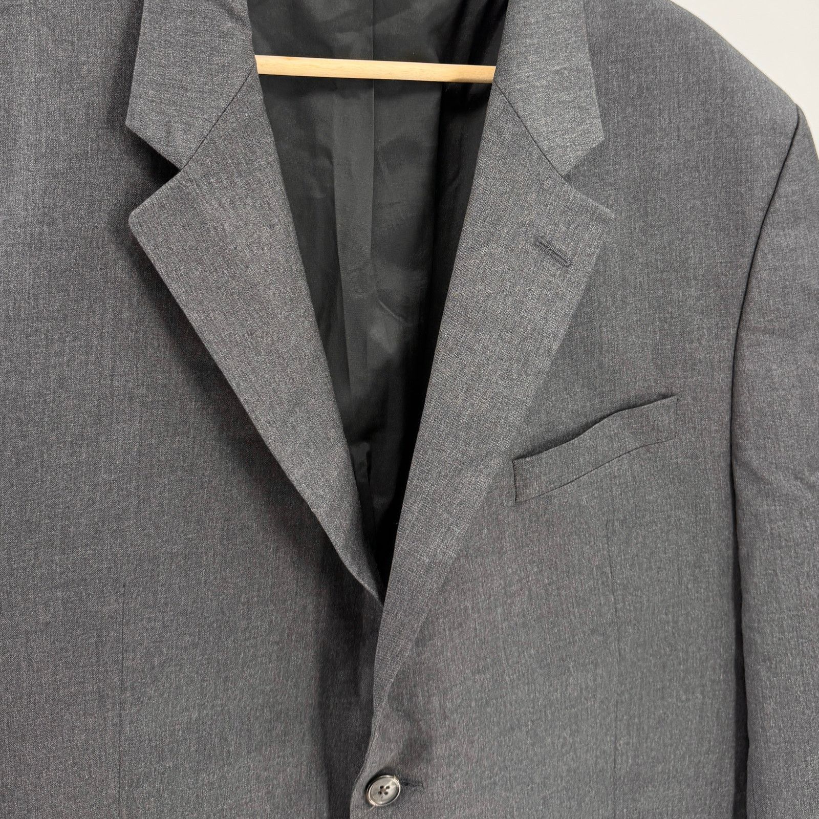Ralph Lauren Vintage 90s Gray 100% Wool Menswear Blazer Suit Jacket Size 46R - 2 Thumbnail