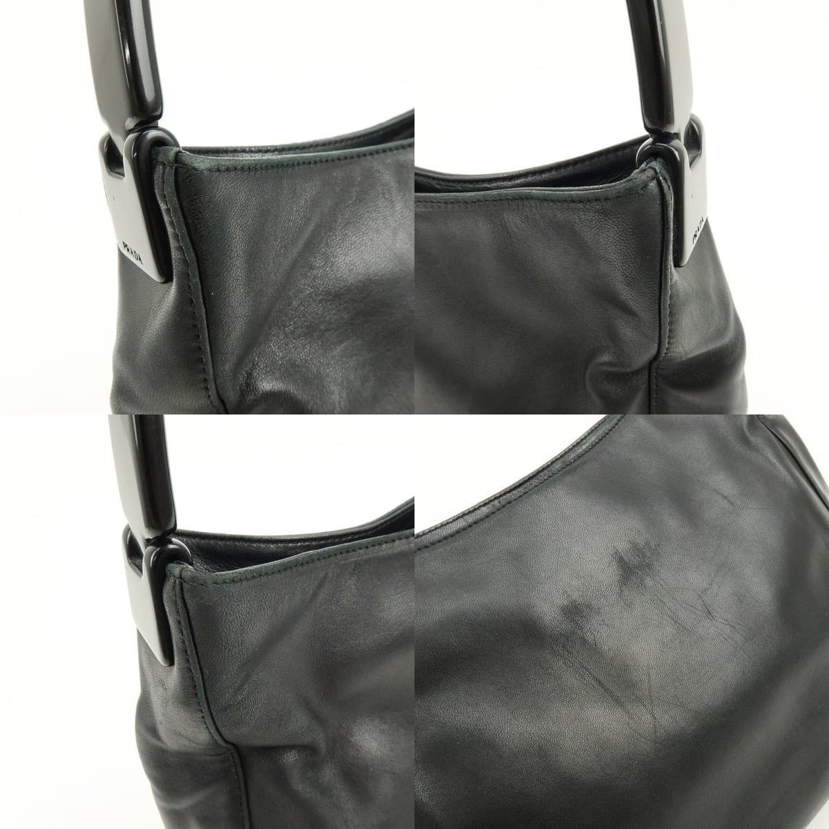 Prada Prada Hobo Leather Shoulder Bag Black Size ONE SIZE - 6 Thumbnail