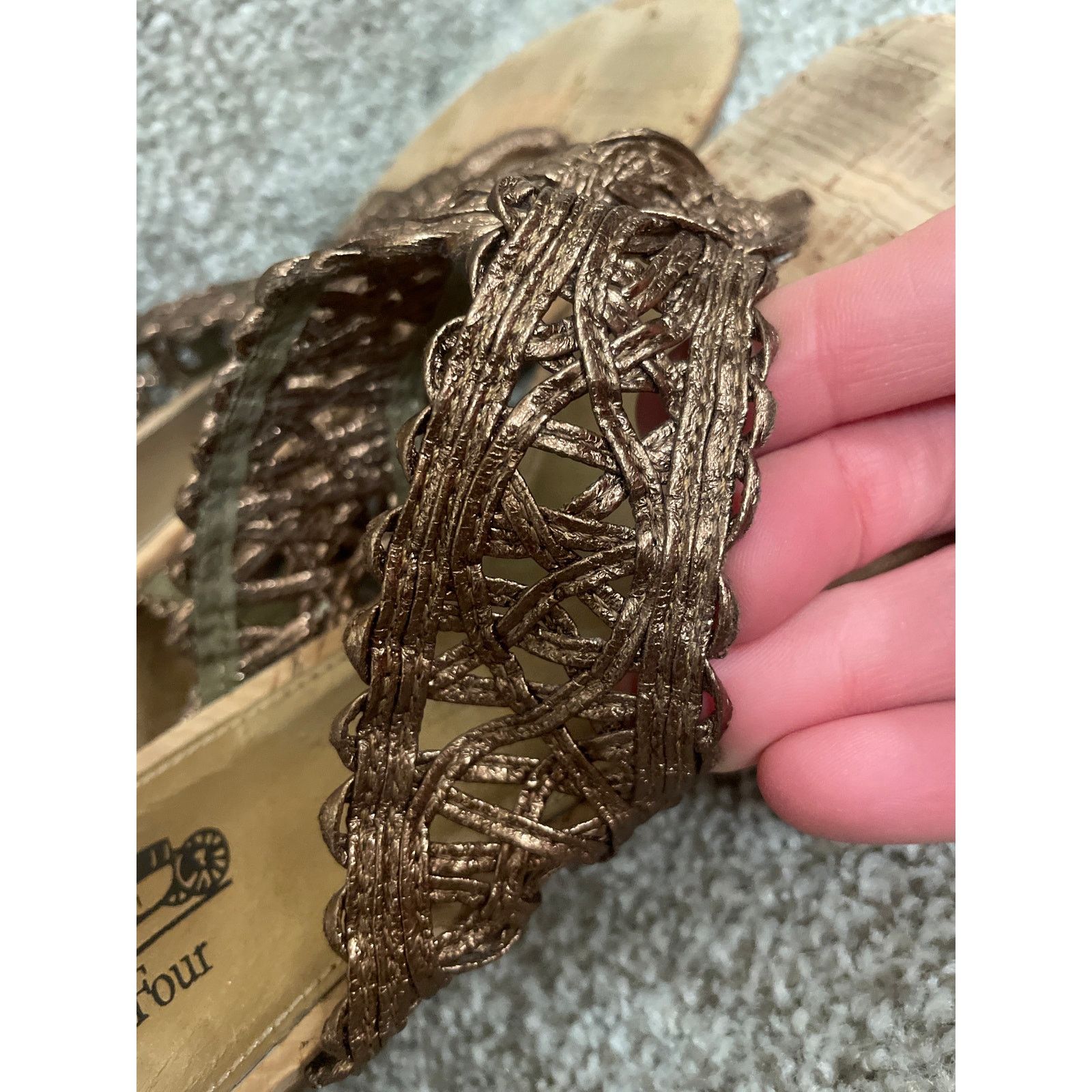 Coach Coach and Four by Coach Bronze Woven Wedge Thong Sandals, 9 Size US 9 / IT 39 - 3 Thumbnail