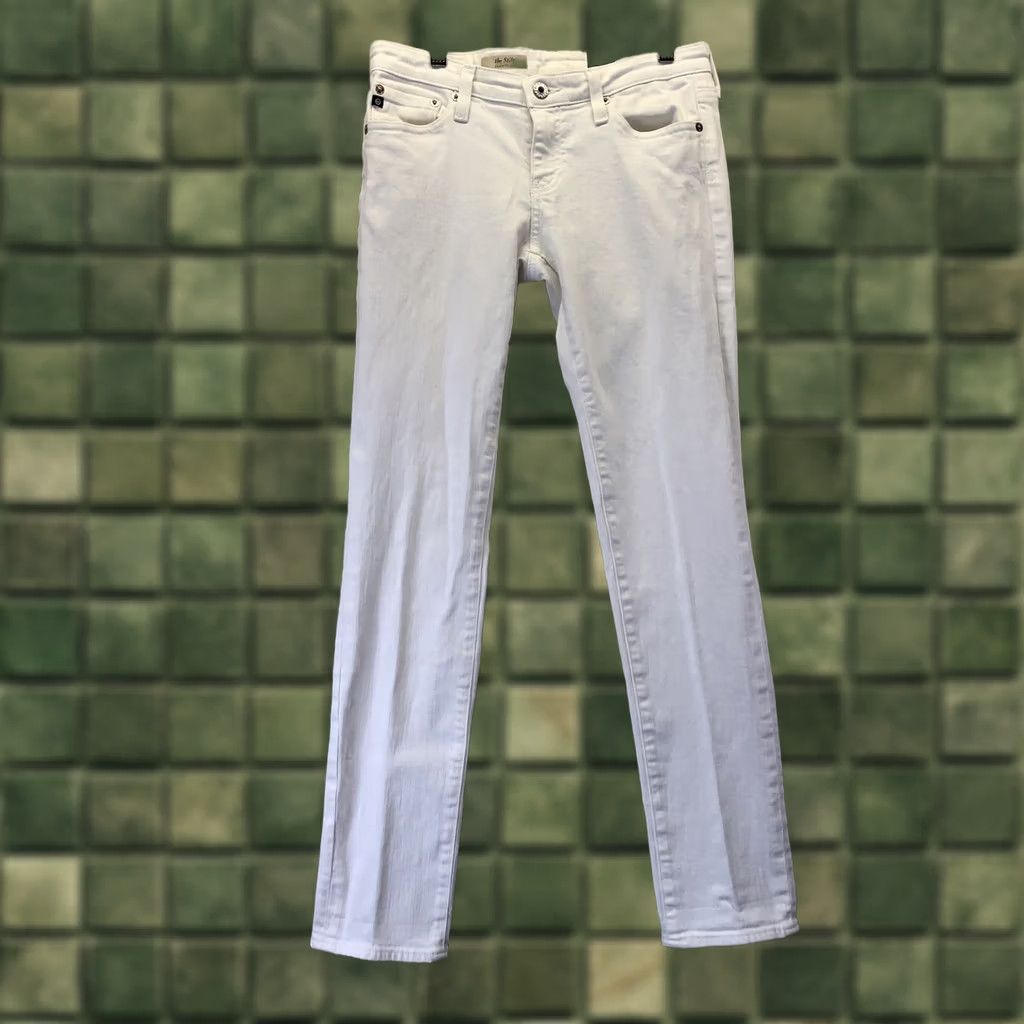 Denime AG Adriano Goldschmied The Stilt Cigarette Leg Jeans Womens 28 White Stretch Denim Regular Size 28" / US 6 / IT 42 - 1 Thumbnail