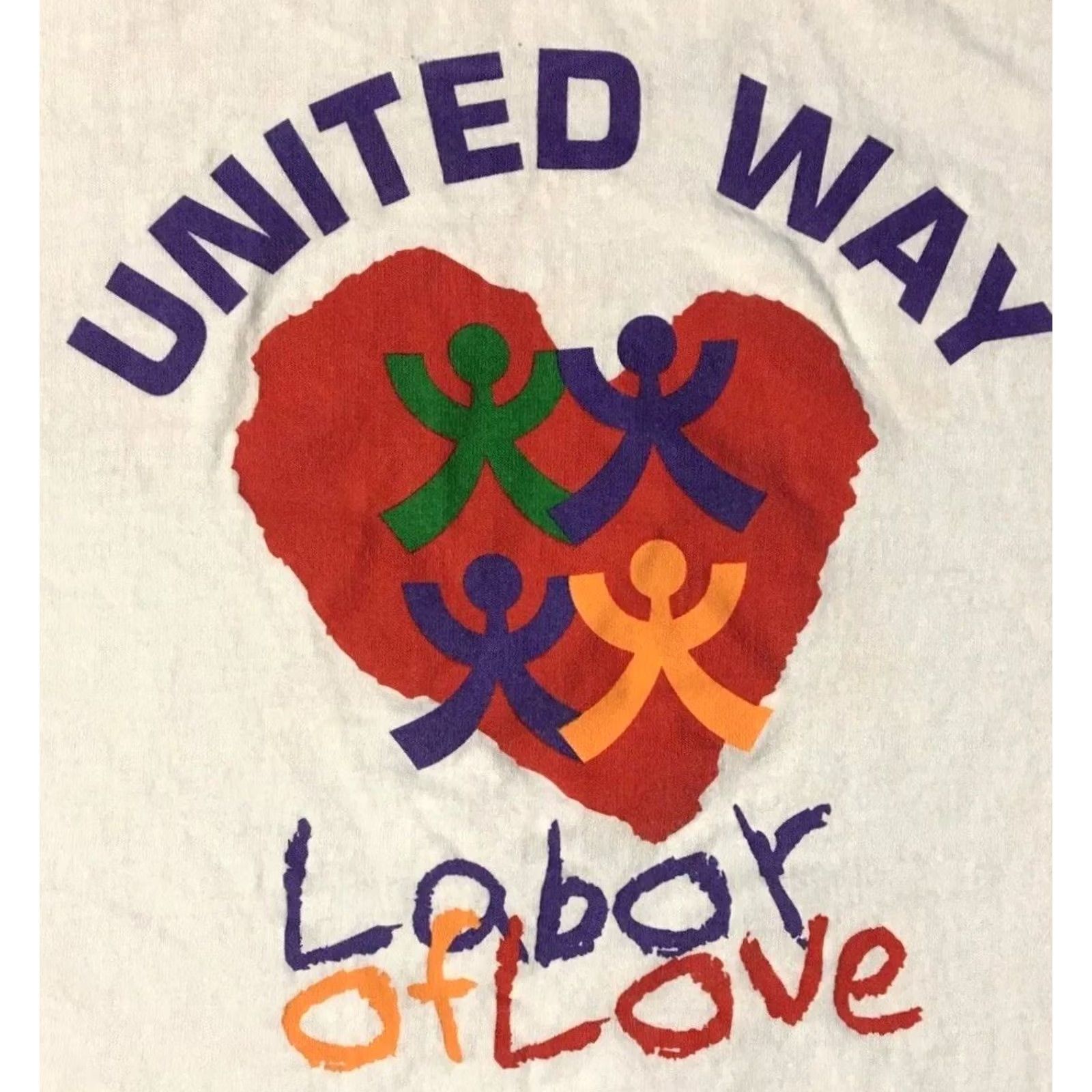 Vintage VINTAGE Labor Of Love Faded Heart Shirt L Men T-Shirt White 90s 80s Beach Grunge Sun Palm Trees Friends Single Stitch Size US L / EU 52-54 / 3 - 3 Thumbnail