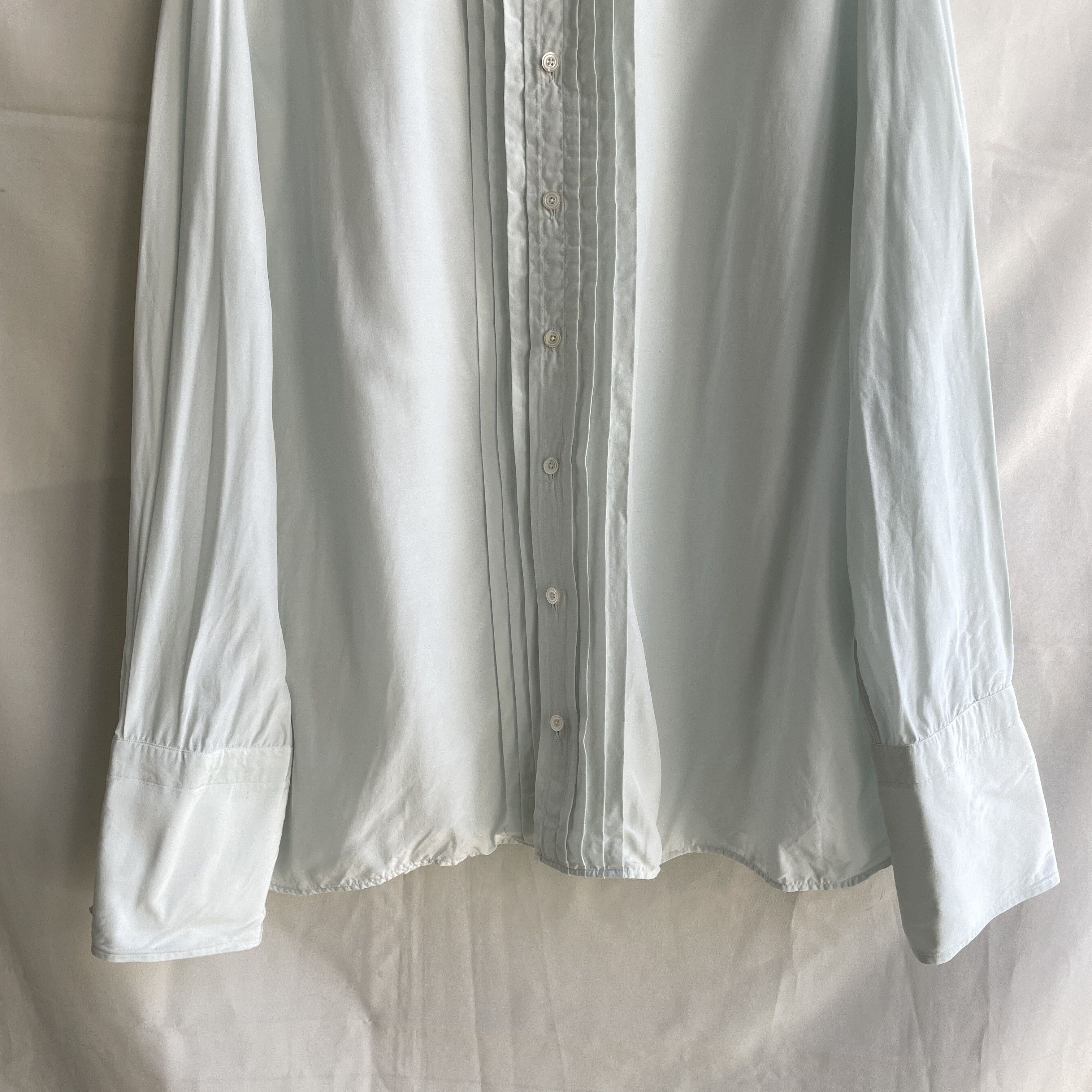Tom Ford Tom Ford Mint Green Cotton Silk Pleated Tuxedo Shirt Size 54R - 5 Thumbnail