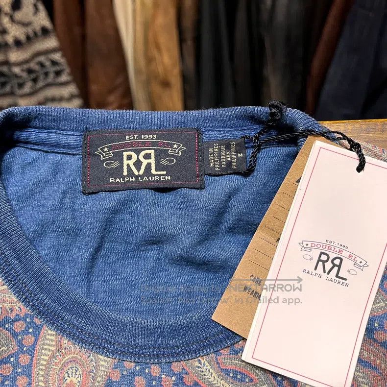 RRL Ralph Lauren Blue dyed cashew flower pure cotton short