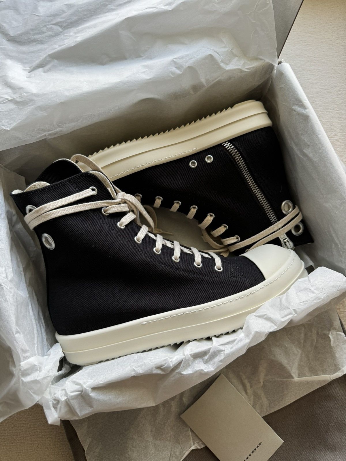 image of Rick Owens x Rick Owens Drkshdw New | Drkshdw Fw23 Luxor Mens Eyelet Ramones High Blk 42 Shoes in B