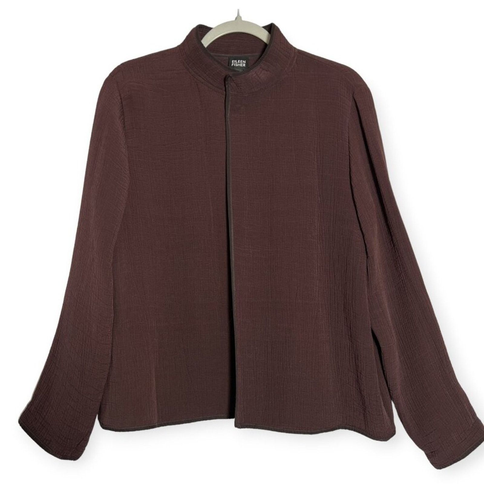Eileen Fisher Eileen Fisher Silk Sponge Jacket Maroon Brown S Size S / US 4 / IT 40 - 1 Thumbnail