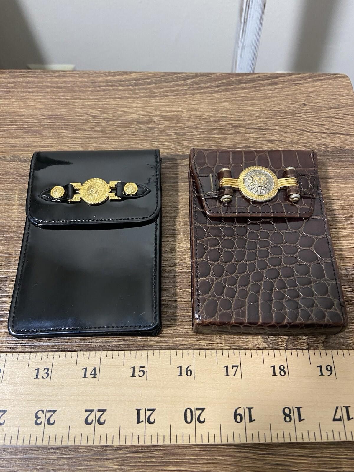 Versace 2piece Versace Sunburst black leather + croc cigarette case Size ONE SIZE - 1 Thumbnail