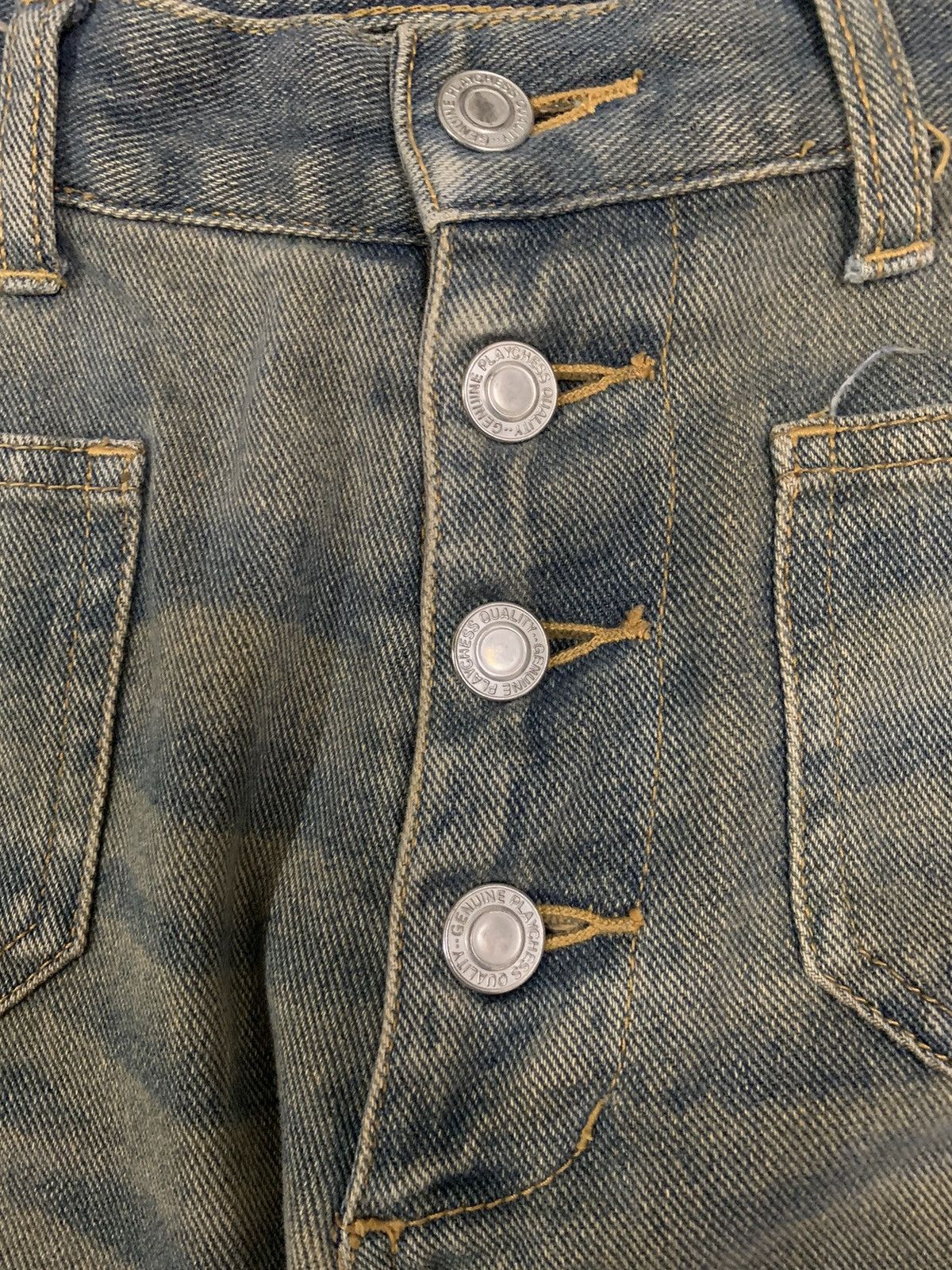 Hysteric Glamour Japanese Brand Yellow Mud Wash Flare Bell Bottom Jeans Size US 27 - 5 Thumbnail