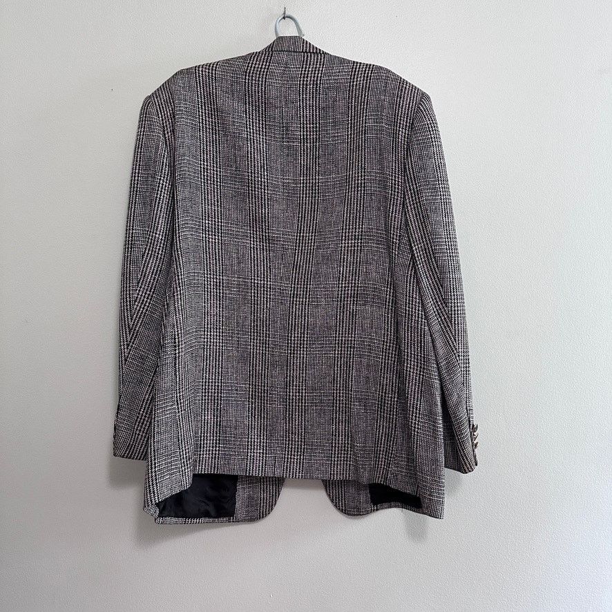 Vintage Vintage black and white glen check plaid silk blazer Size 46R - 3 Thumbnail
