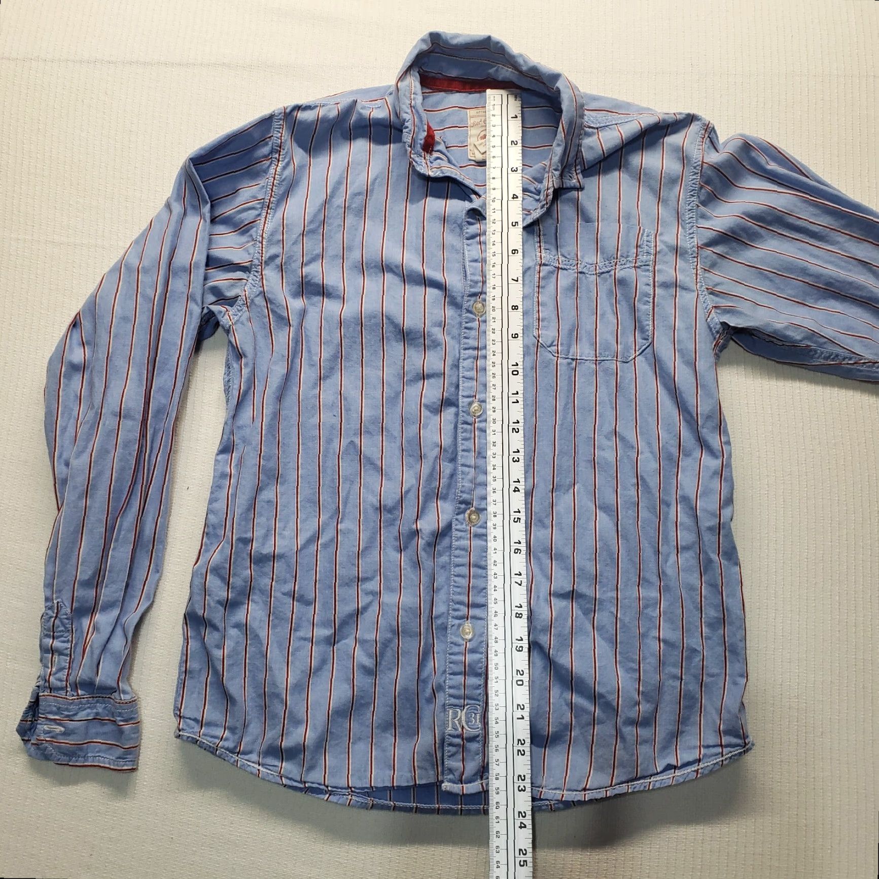 Camel Red Camel Shirt Mens M Blue Striped Long Sleeve Button-Up 100% Cotton Adult Regular All Seasons Spring Fall Summer Winter Button-Up Size US M / EU 48-50 / 2 - 6 Thumbnail