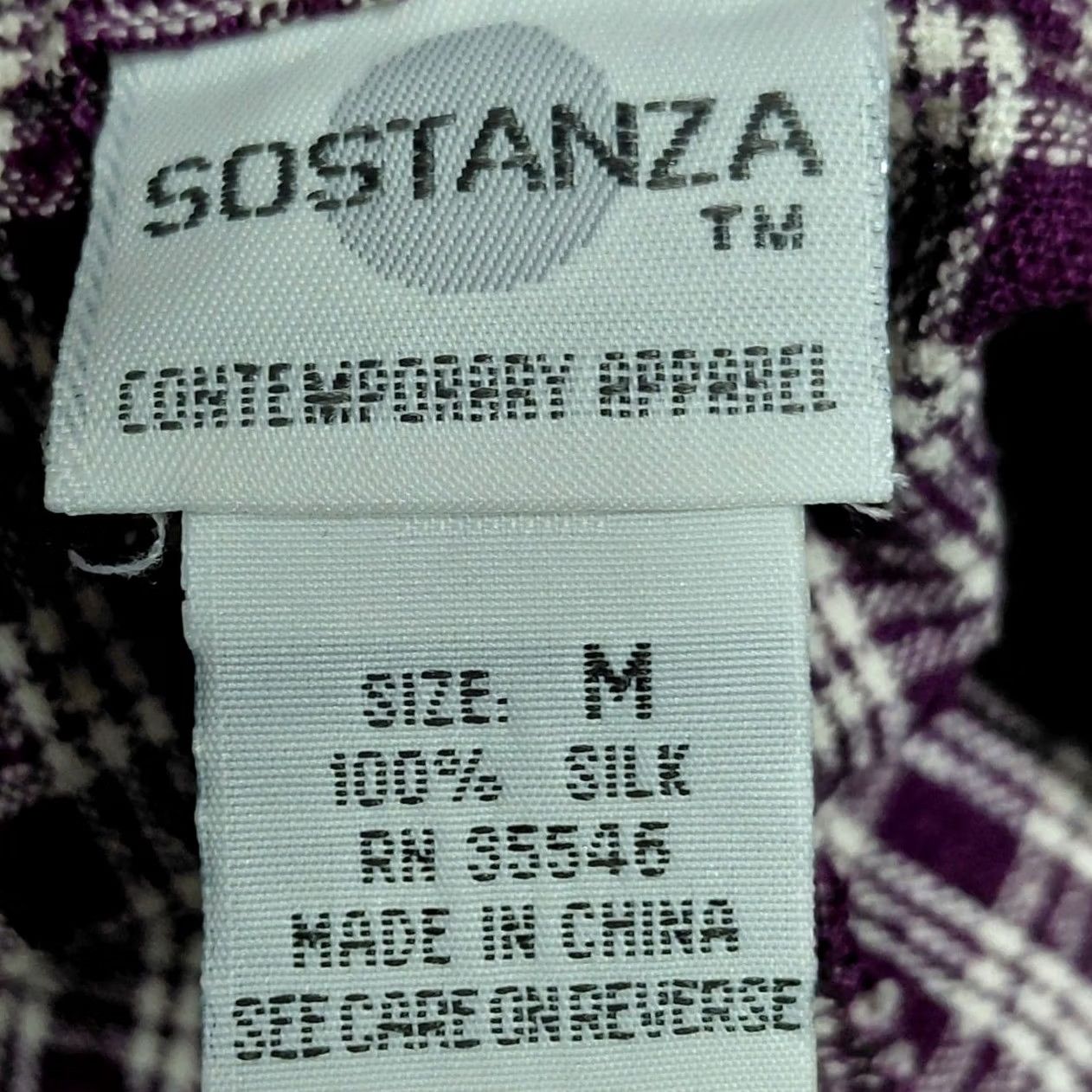 Vintage NWT Sostanza Silk Plaid Skirt Purple Women Size M Mini Knee Length Lightweight Casual Formal Size 32" / US 10 / IT 46 - 6 Thumbnail