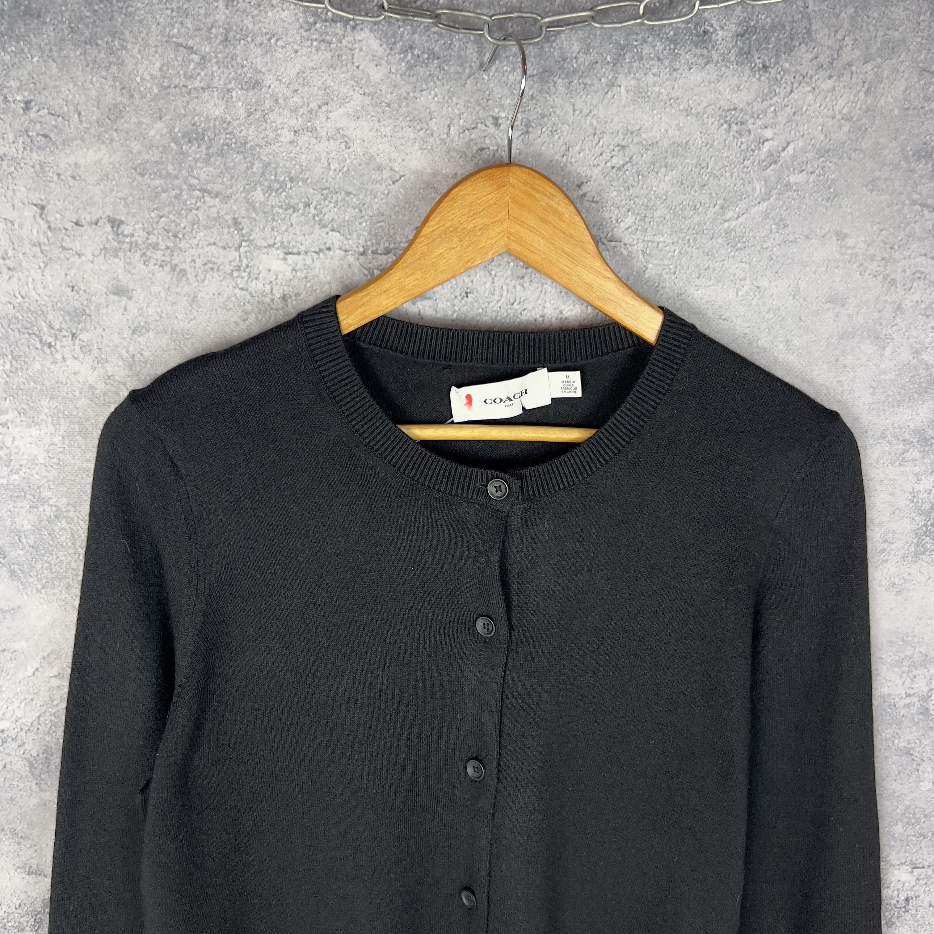 Coach × Vintage Coach Cardigan Women's Size M Viscose Black Long Sleeve Size M / US 6-8 / IT 42-44 - 2 Thumbnail