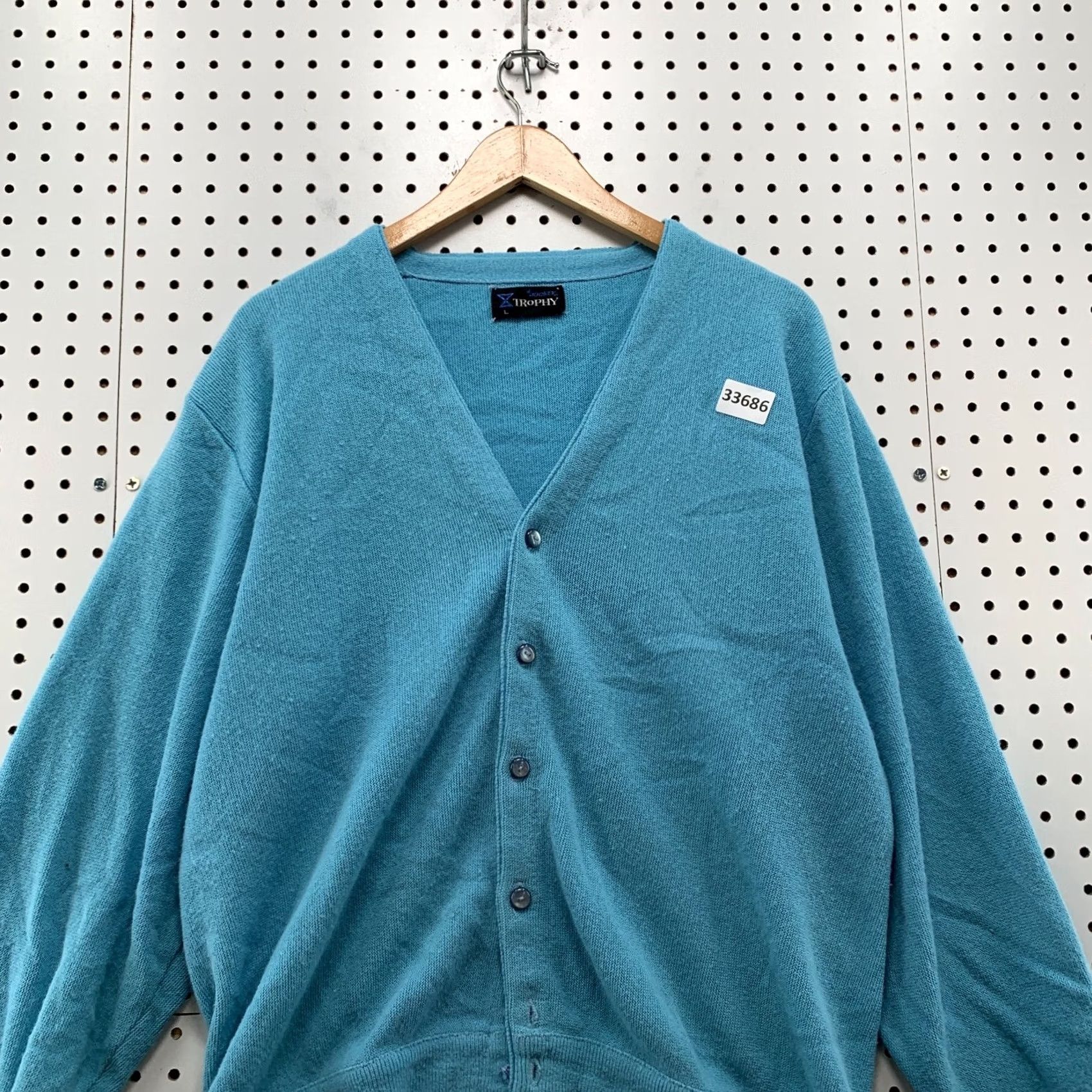 Jockey Vintage Jockey Sweater Cardigan Mens Large Sky Blue Trophy Button 23x25 Size US L / EU 52-54 / 3 - 5 Thumbnail