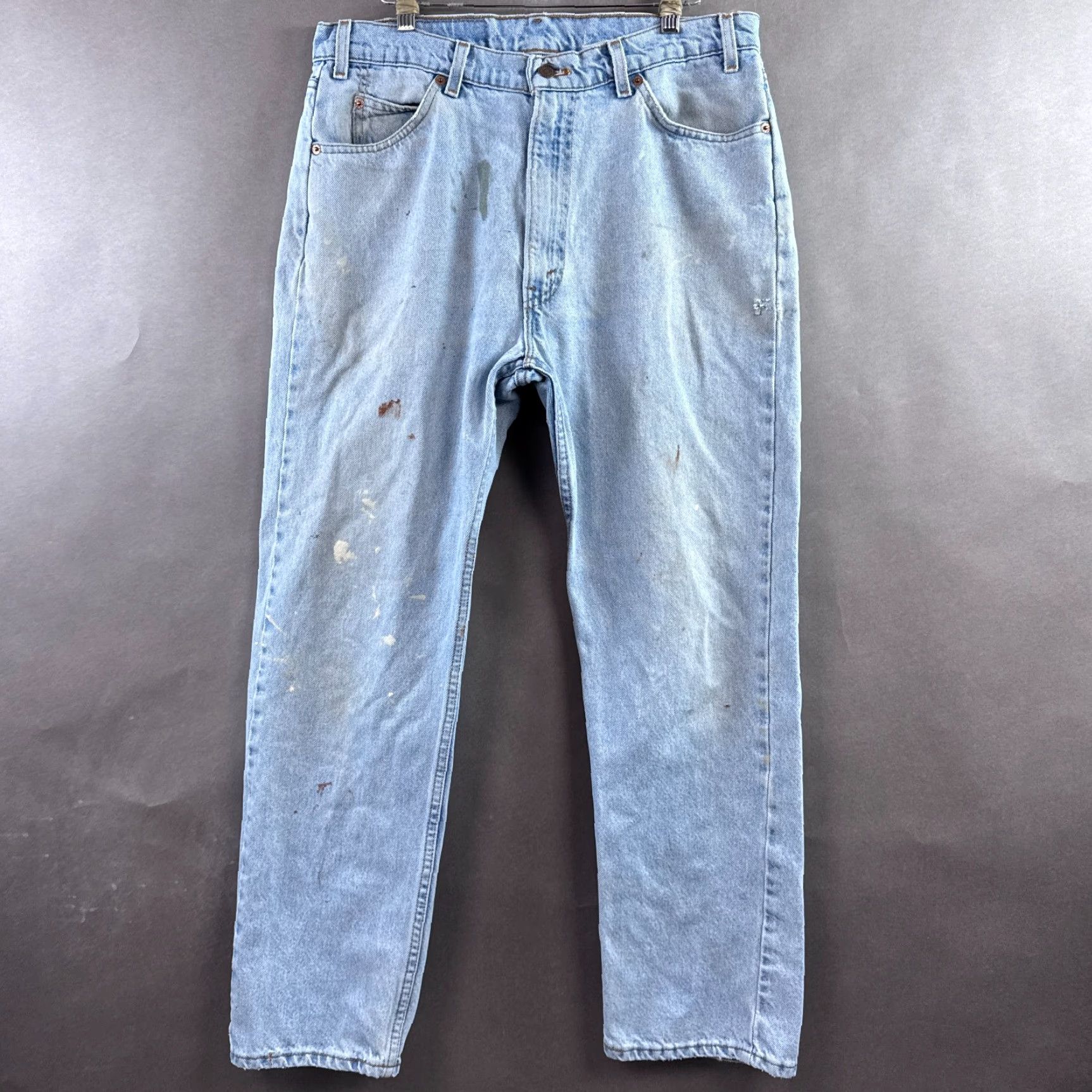 Levi's VINTAGE Levi's 505 Jeans Mens 34x29 Blue 90s Orange Tab Faded Distressed Regular 5-Pocket Denim Cotton Straight Beltless? No Size US 36 / EU 52 - 2 Thumbnail