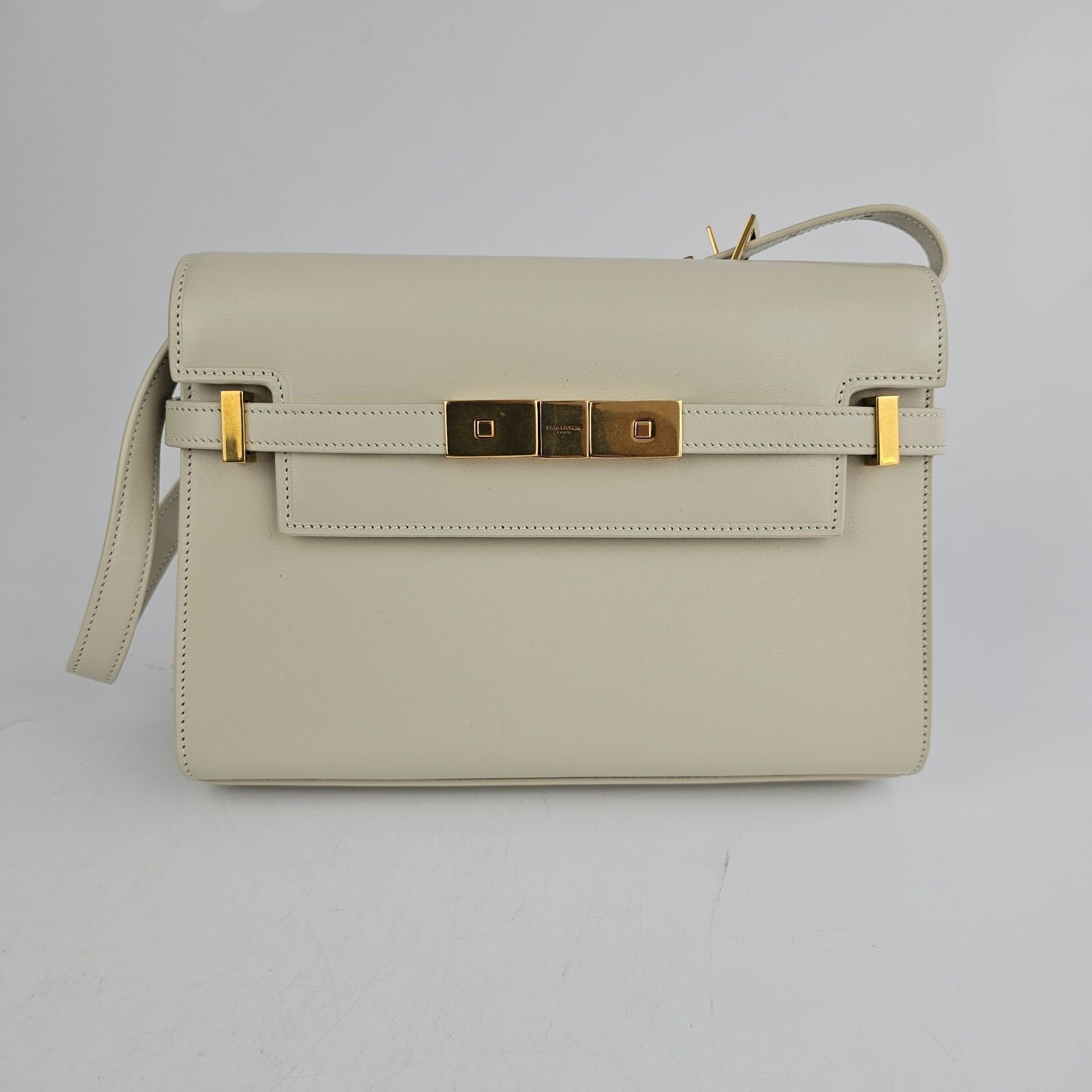 SAINT LAURENT Manhattan Box Small $3000 Blanc Vintage Leathe