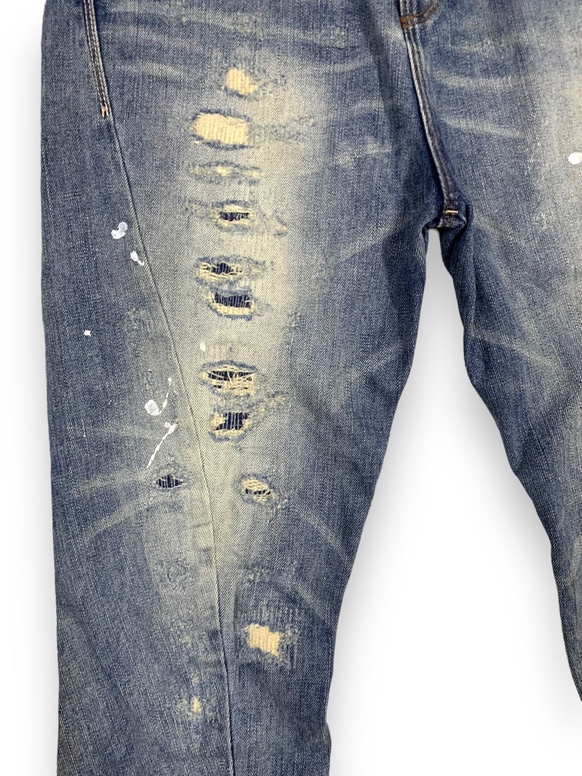 14th Addiction Japanese Brand Buckle Back Splatter Distressed Punk Jeans Size US 32 / EU 48 - 6 Thumbnail