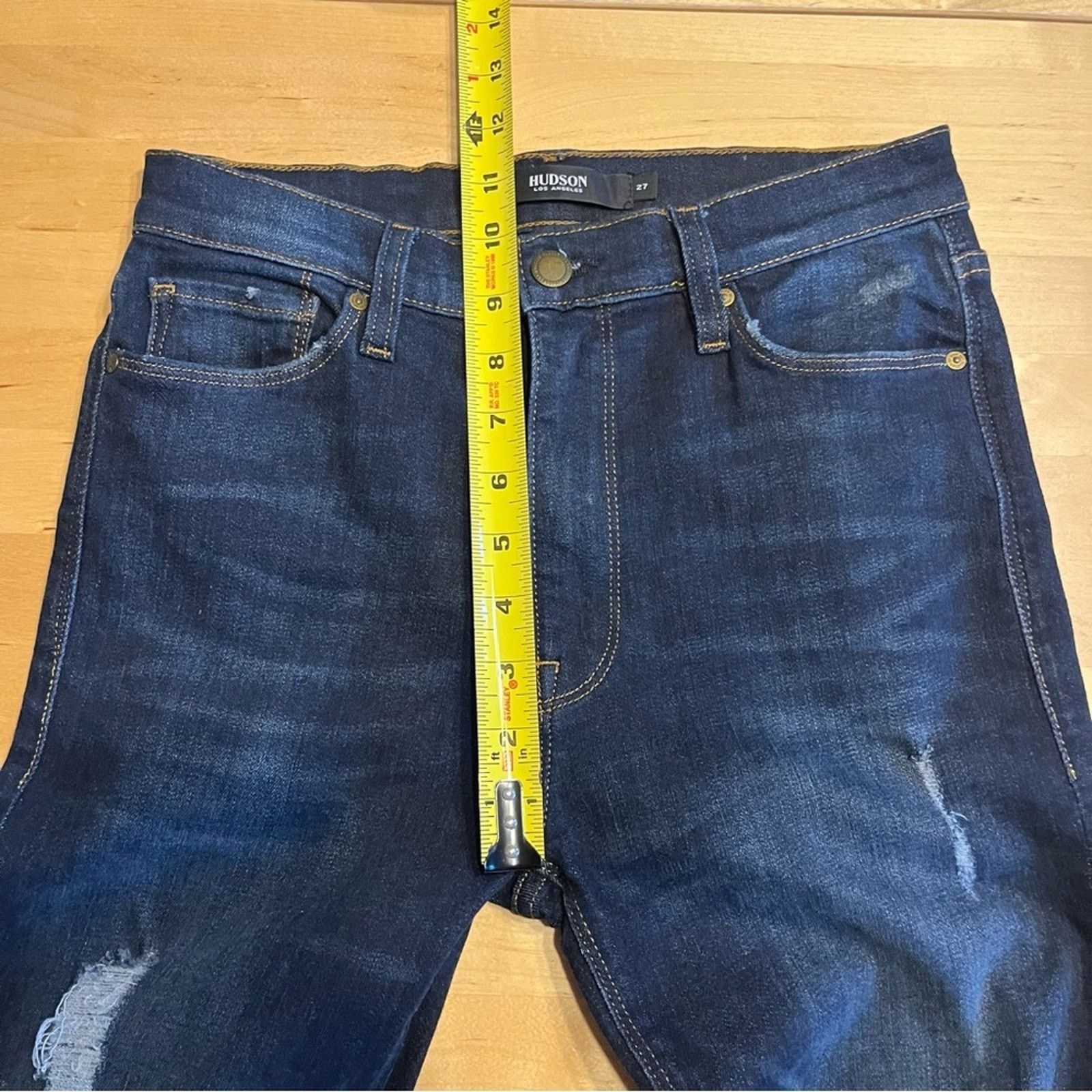 Hudson Hudson Barbara Super Skinny Dark Wash Distressed Jeans Sz 27 Size 27" / US 4 / IT 40 - 9 Thumbnail
