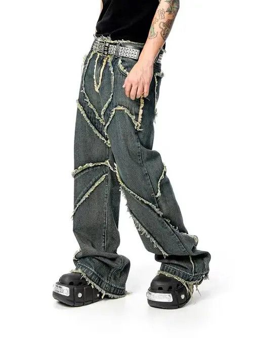 Jean Retro mud-dyed raw edge washed distressed jeans Size US 32 / EU 48 - 8 Thumbnail