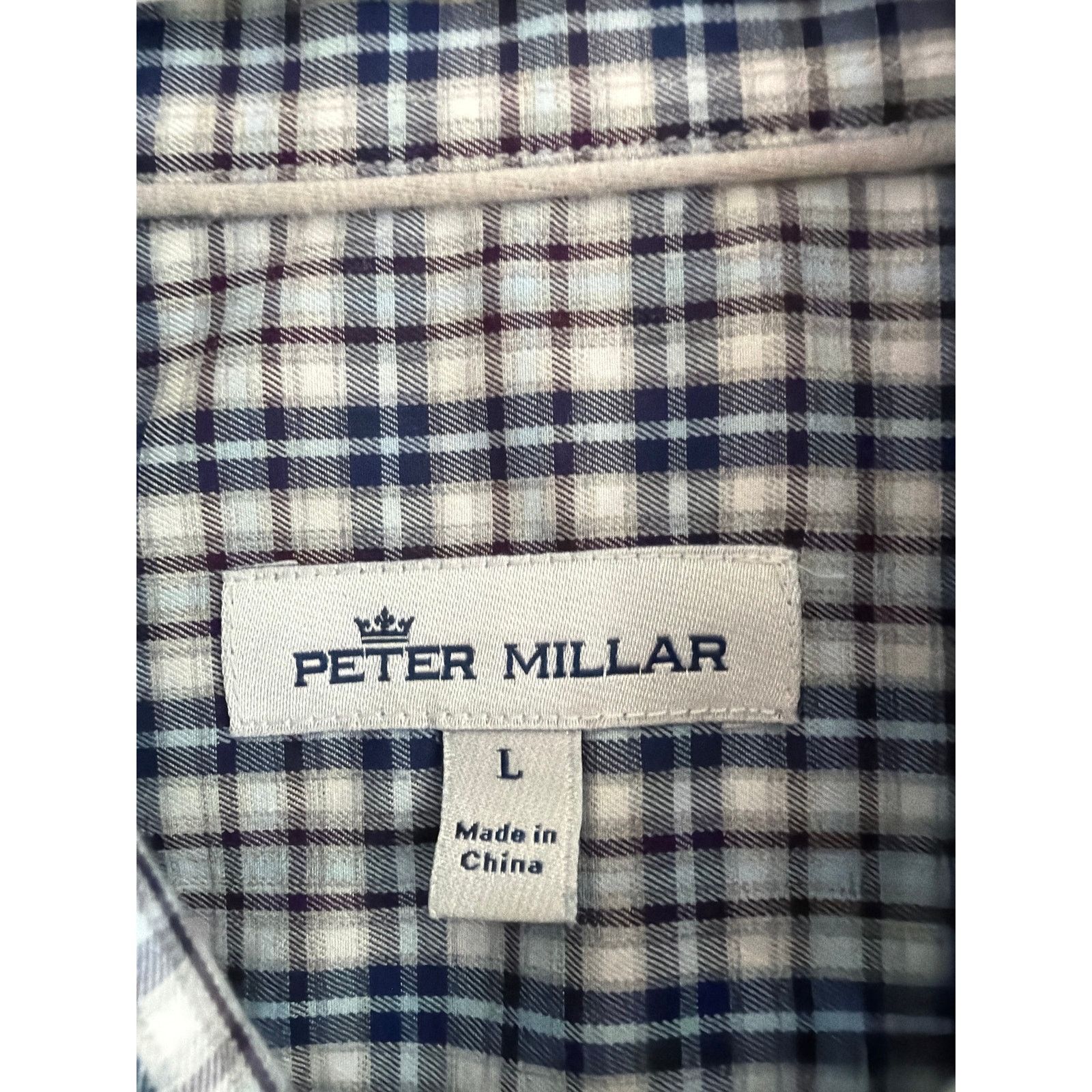 Peter Millar Peter Millar Men's Large Blue White Plaid Long Sleeve Size US L / EU 52-54 / 3 - 2 Thumbnail