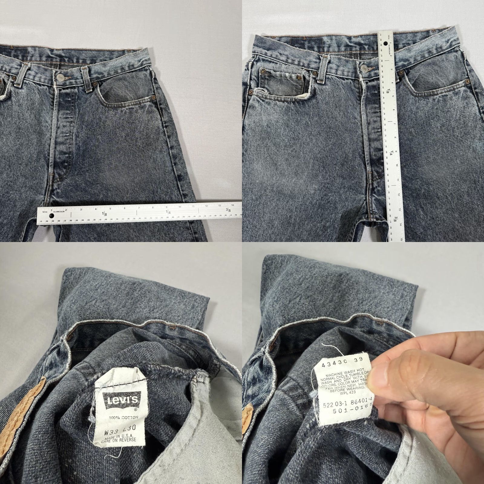 Levi's VINTAGE Levi's 501 Jeans Mens 30x30 Blue Straight Fit Denim Cowboy 90s Size US 30 / EU 46 - 8 Thumbnail