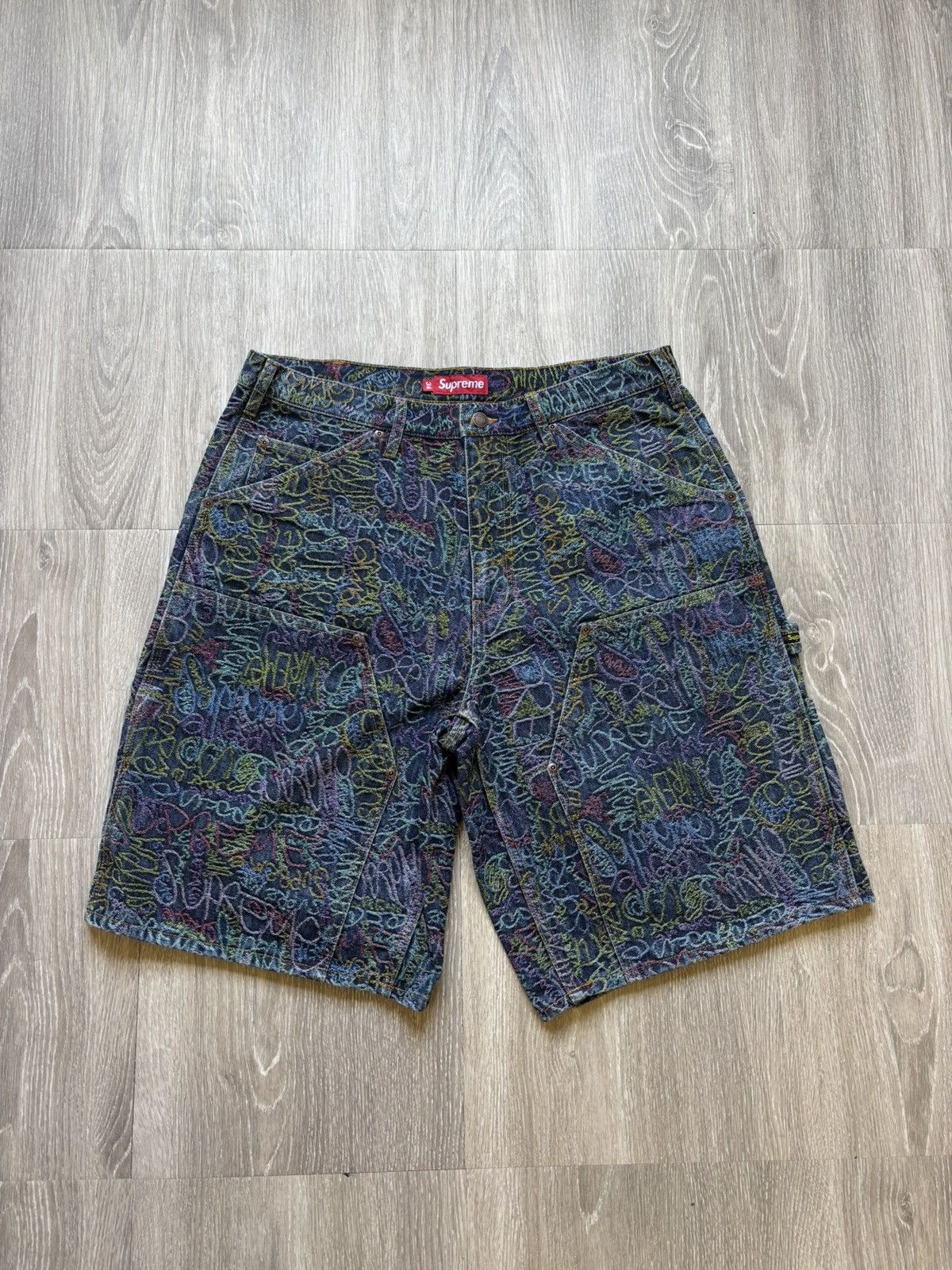 Supreme Supreme Handwriting Double Knee Denim Shorts | Grailed