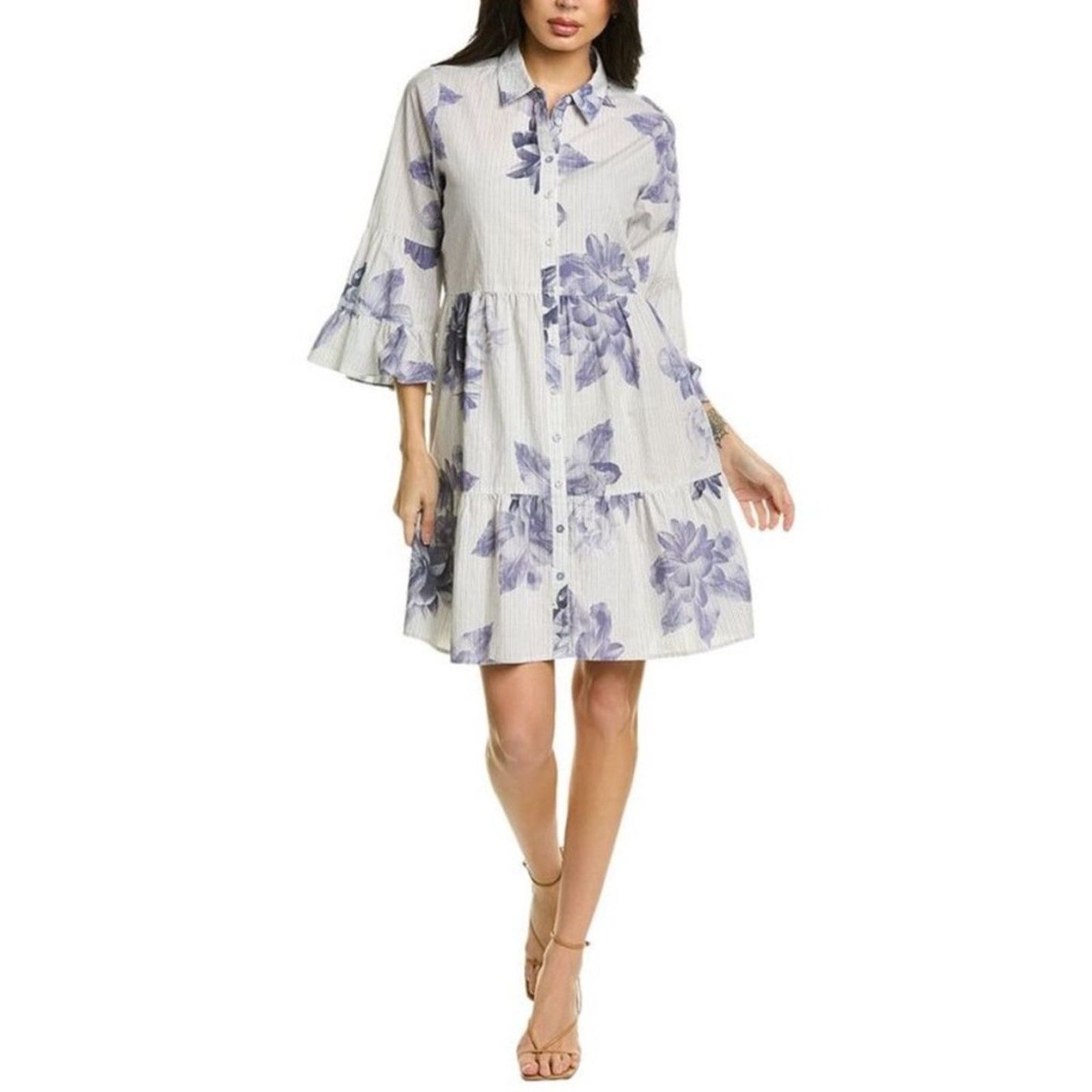 Johnny Was Johnny Was Delaney Easy Tiered Floral Shirt Dress Sz L NEW Size L / US 10 / IT 46 - 1 Thumbnail
