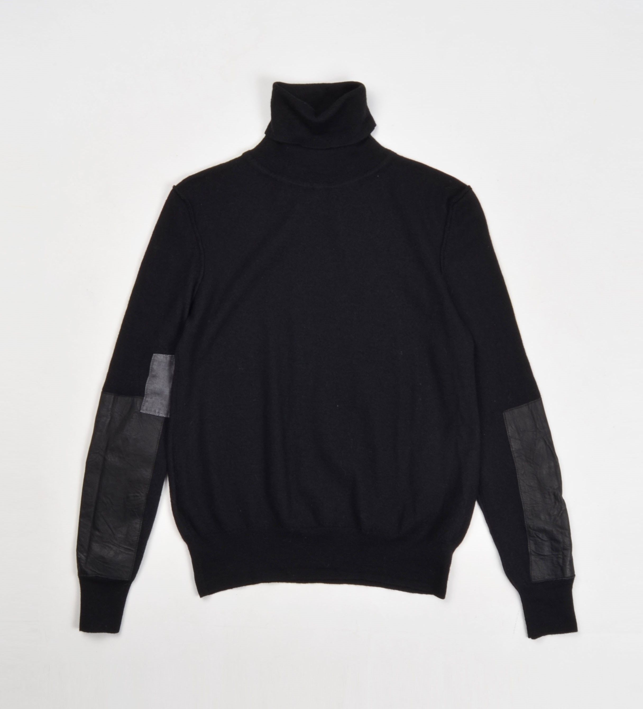 EACH x OTHER Each X Other Black Wool Leather Patchwork Turtleneck Jumper Size S / US 4 / IT 40 - 4 Thumbnail
