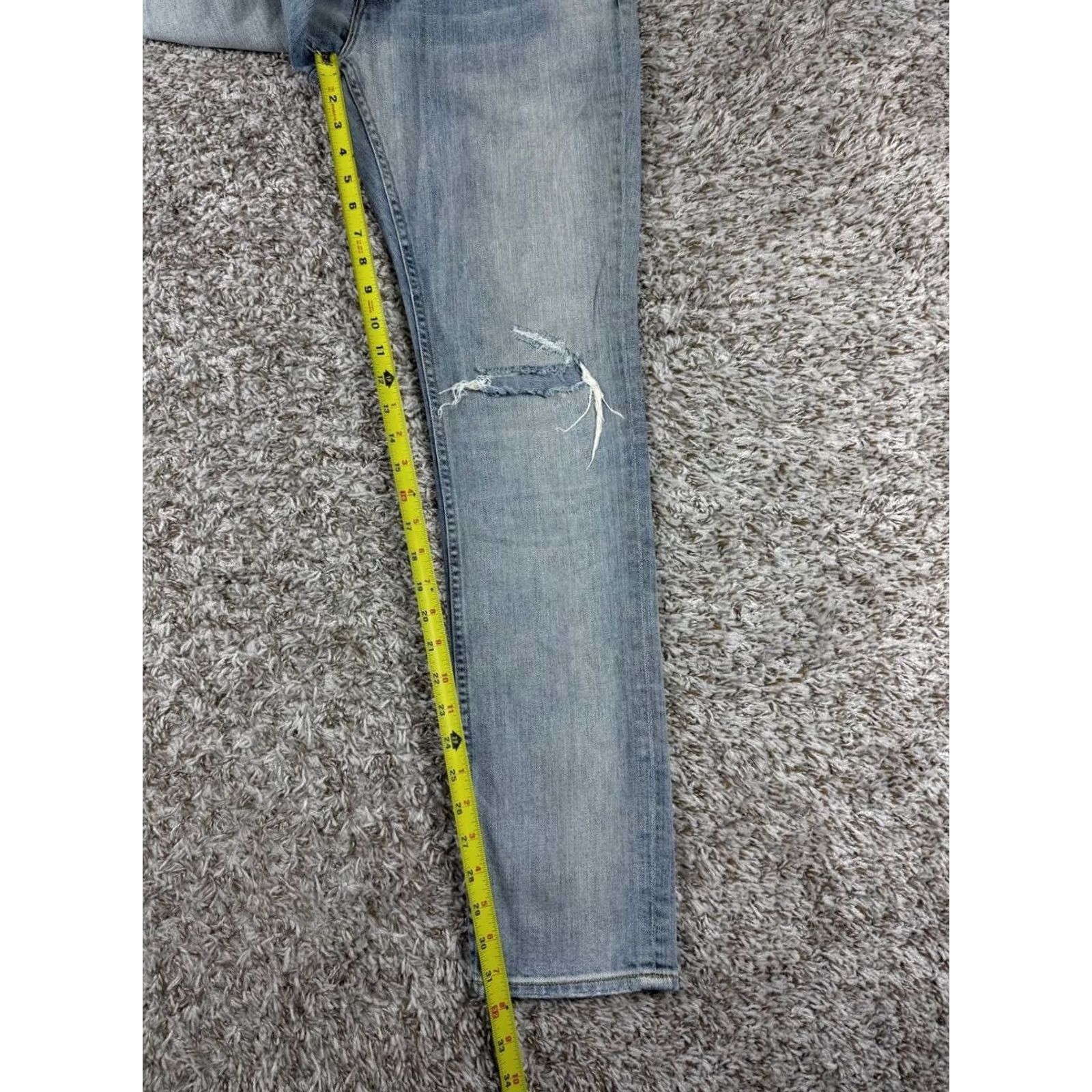 Allsaints AllSaints Rex Slim Fit Distressed Denim Jeans Men's 30x32 Blue Jeans Slim Men Distressed 32 Inseam 30 Waist Strap Button Size US 30 / EU 46 - 5 Thumbnail