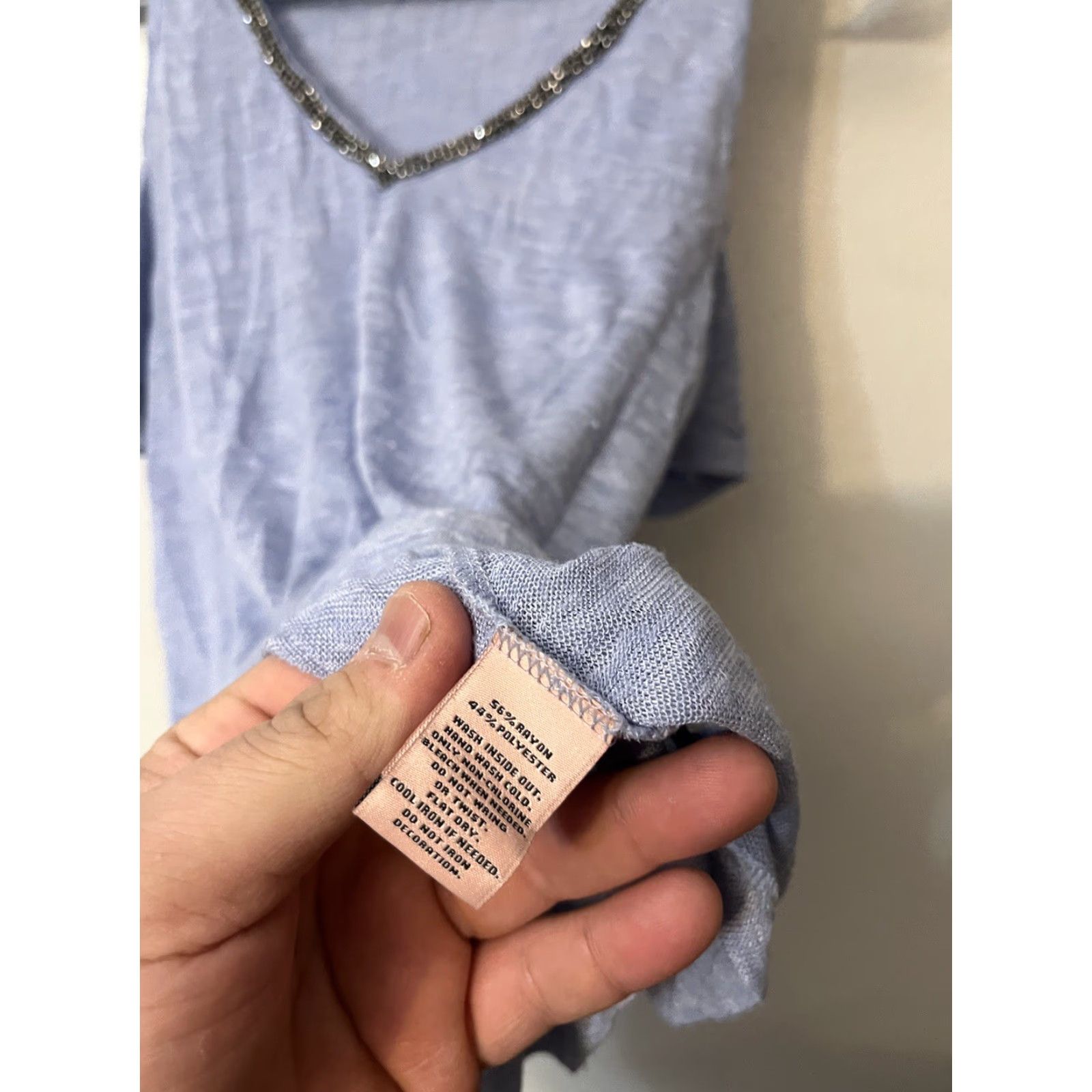 Juicy Couture VINTAGE Juicy Couture Kohls Heather Dusty Blue Cold Shoulder Beaded Neck Knit Hi Lo Med Shirt Womens Size M / US 6-8 / IT 42-44 - 4 Thumbnail