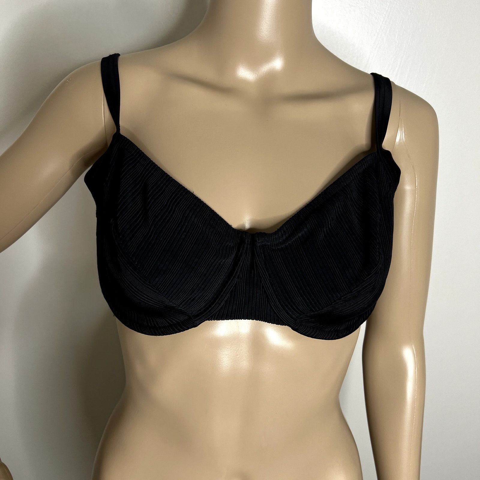 Other Vintage Christina Krista Black Textured Bikini Top Size XL / US 12-14 / IT 48-50 - 9 Thumbnail