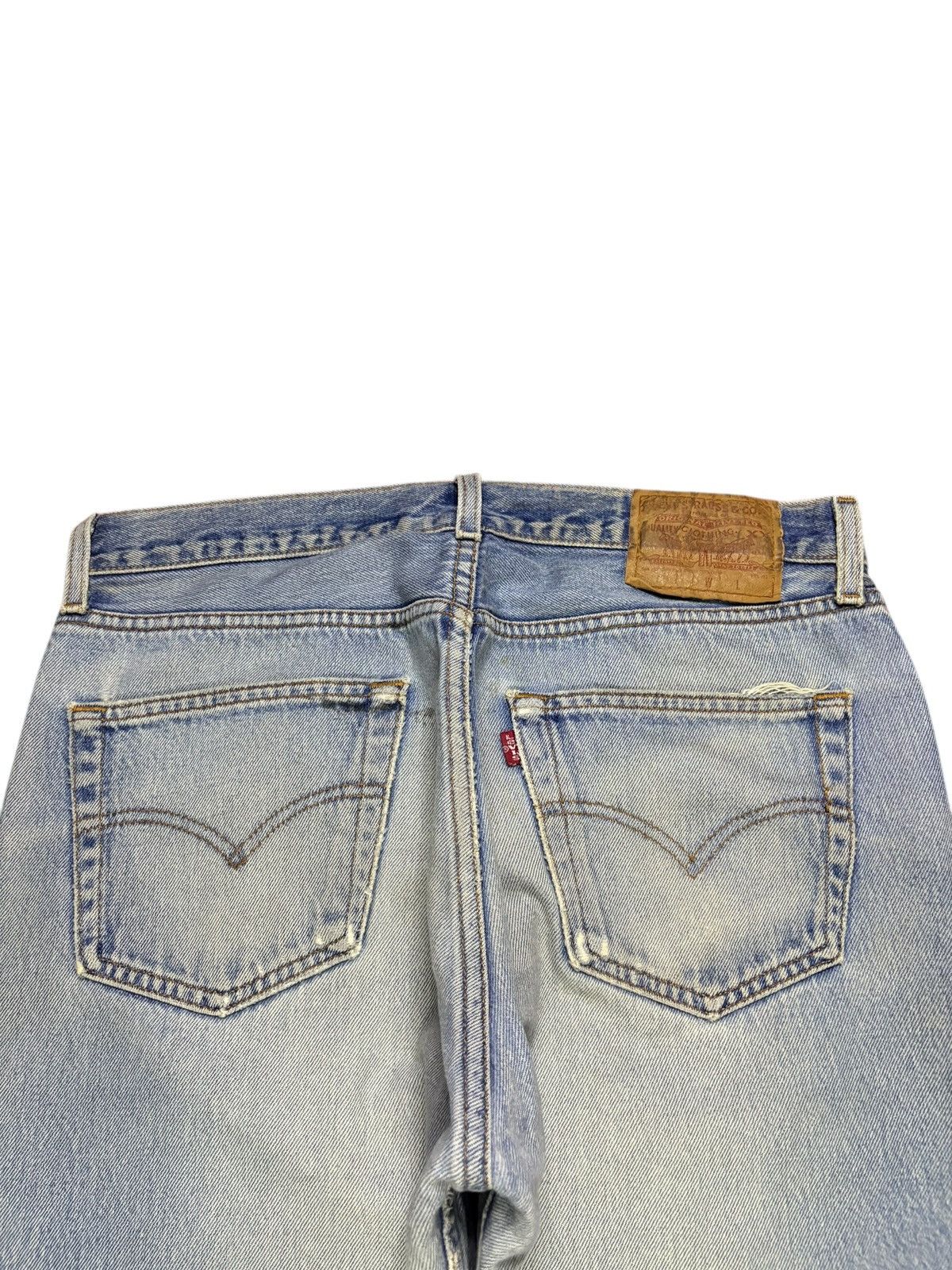 LVC × Levi's × Levi's Vintage Clothing Vintage 90s Levis 501 Mud Wash Distressed Patches Loose Jean Size US 33 - 8 Thumbnail