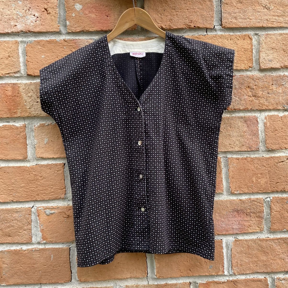 Kenzo KENZO Black Dot V-Neck Blouse Size M / US 6-8 / IT 42-44 - 1 Thumbnail